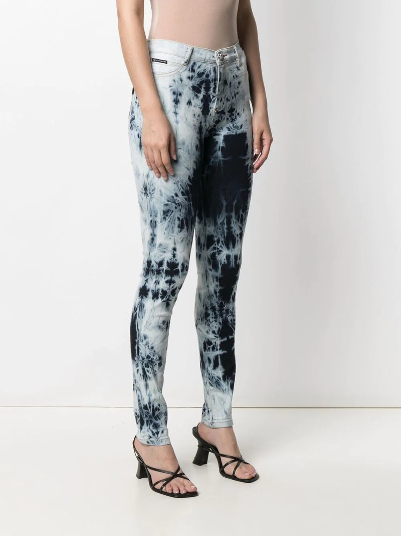 high-waisted acid-wash jeggings 3