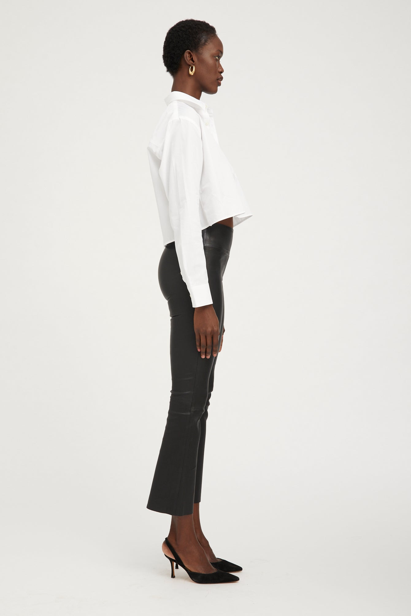 WHITE CROPPED BUTTON DOWN - 3
