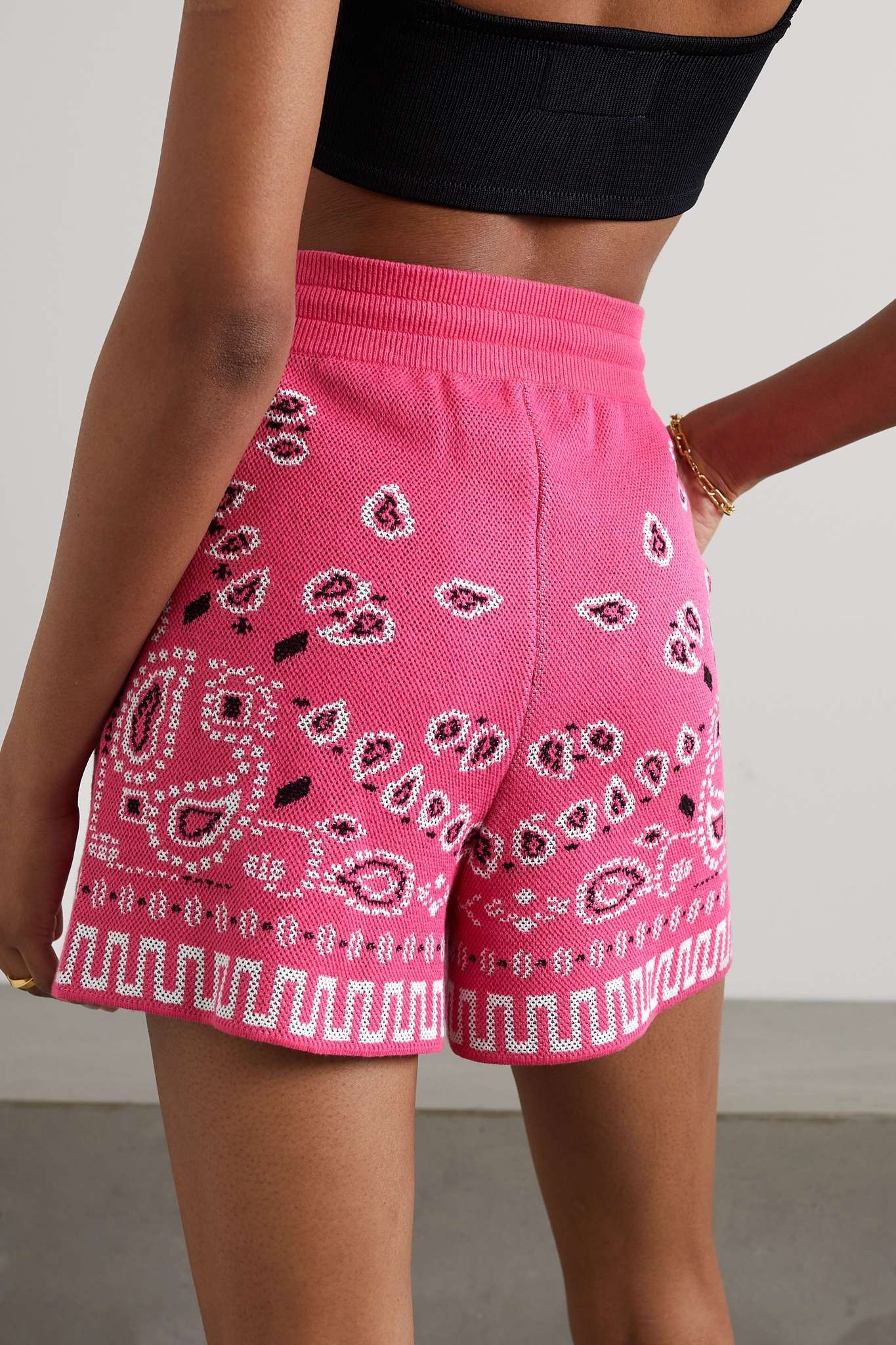 Bandana cotton-blend jacquard shorts - 3