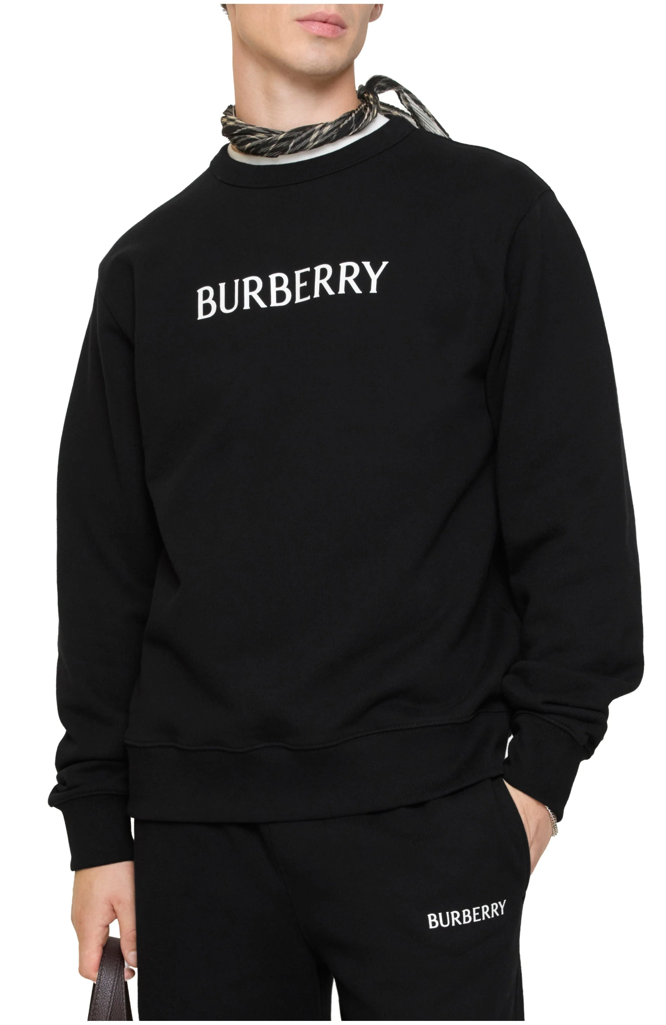 burberry Logo Cotton Sweatshirt in Black at Nordstrom - 1