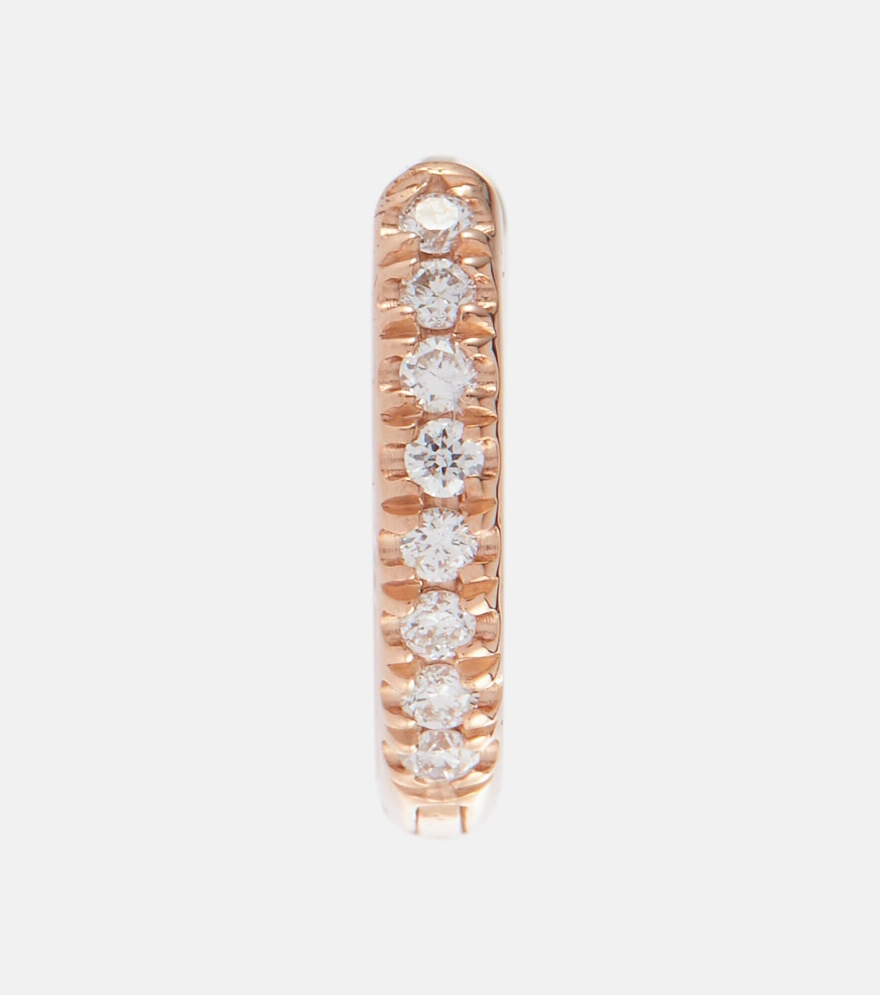 New Mini Hoops 18kt rose gold earrings with diamonds - 4