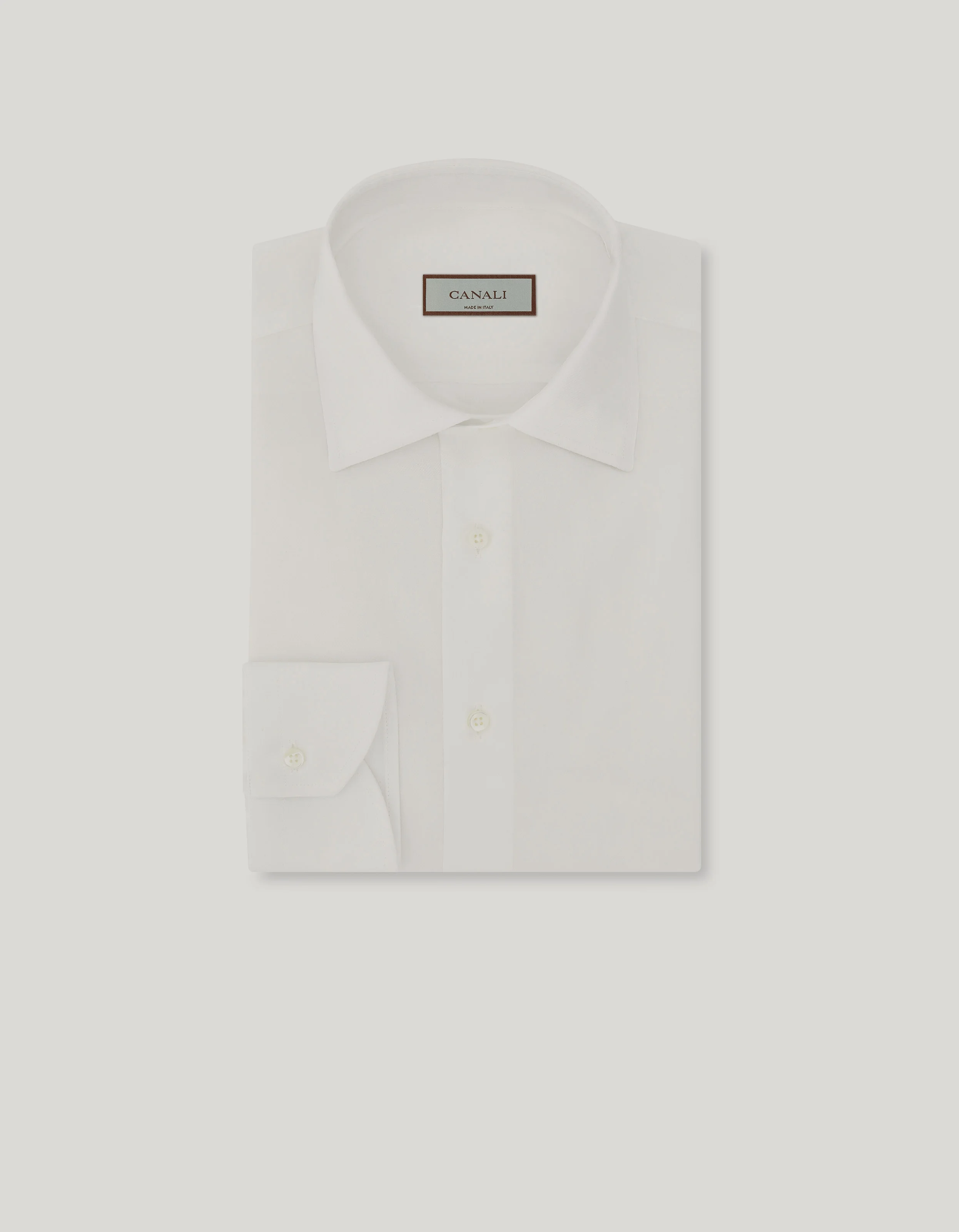 WHITE COTTON TWILL REGULAR-FIT DRESS SHIRT - 1