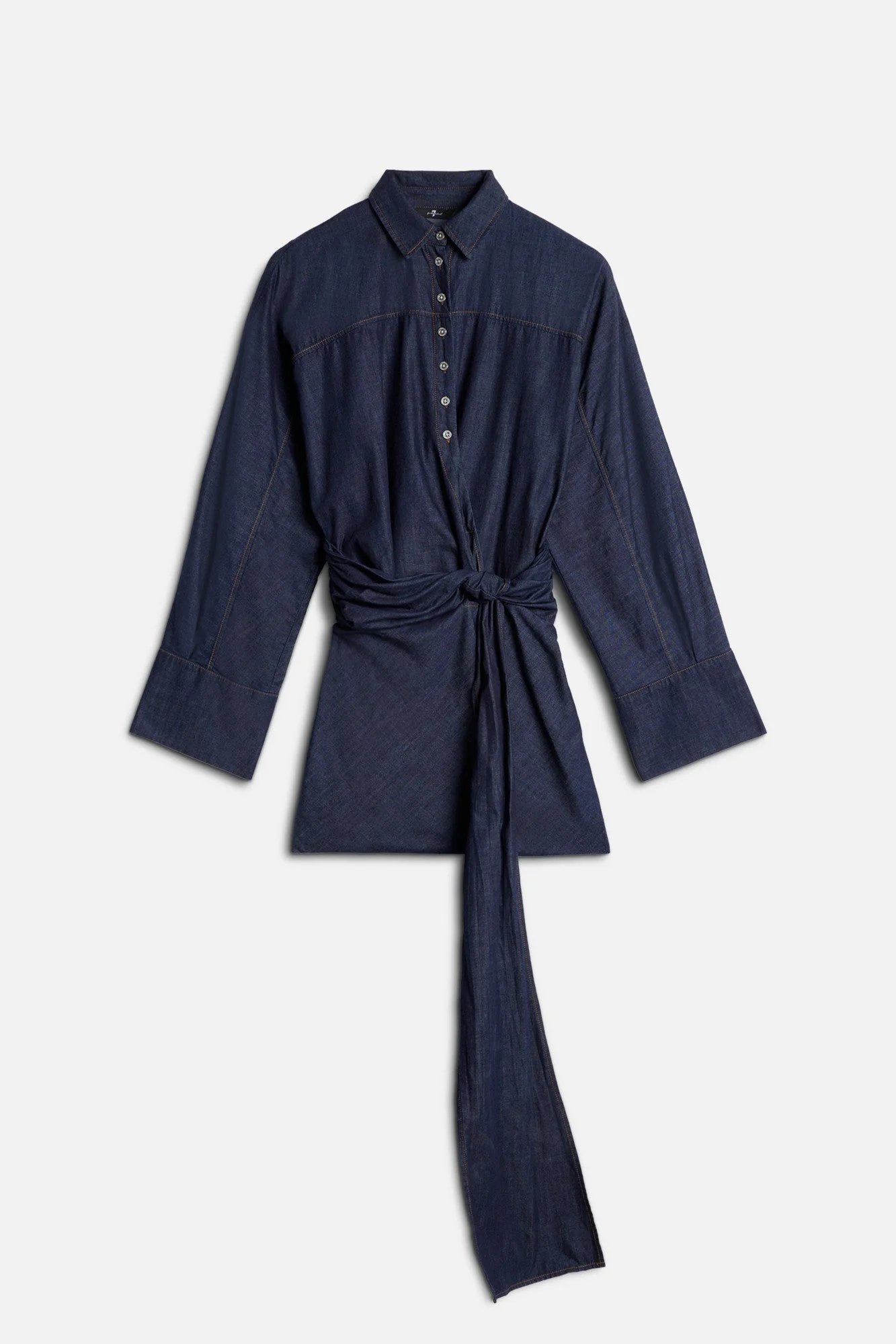 WAIST TIE DRESS in Denim Abyss - 1