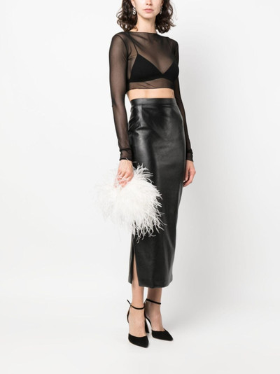 THE ATTICO Midnight feather-embellished clutch bag outlook