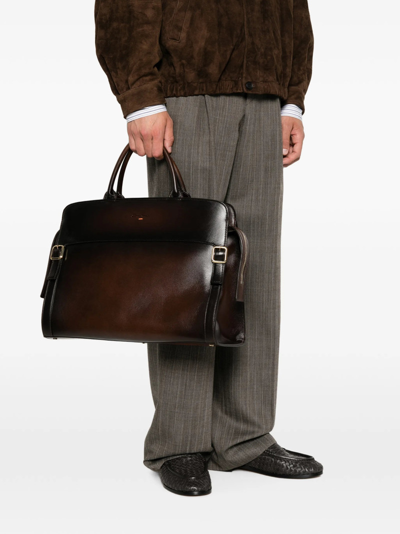 Santoni Burnished Leather Tote Bag 4