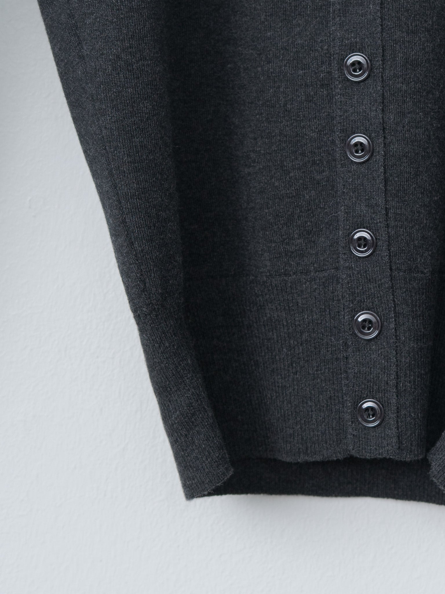 Buttoned Fitted Cardigan - Anthracite Melange - 6