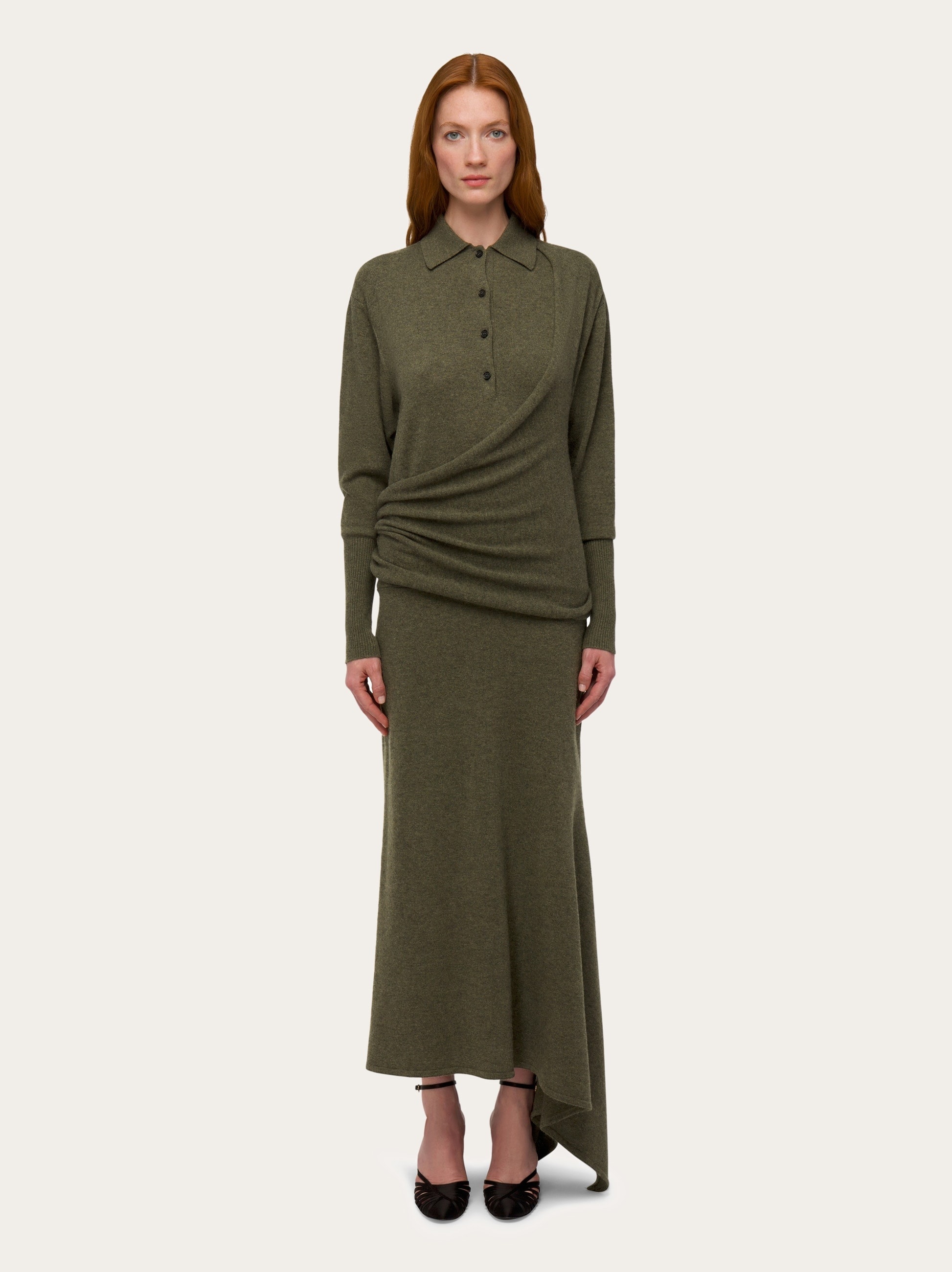 Knitted dress with asymmetric panel - 2