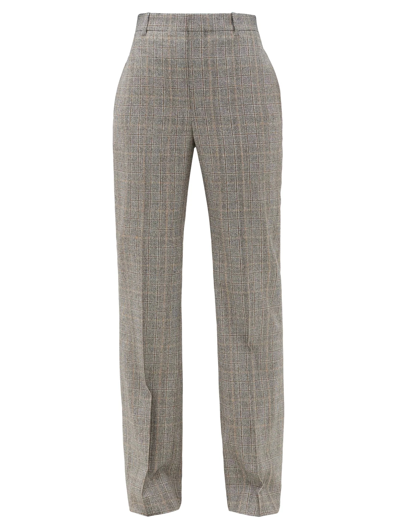 Straight-leg checked wool tailored trousers - 1