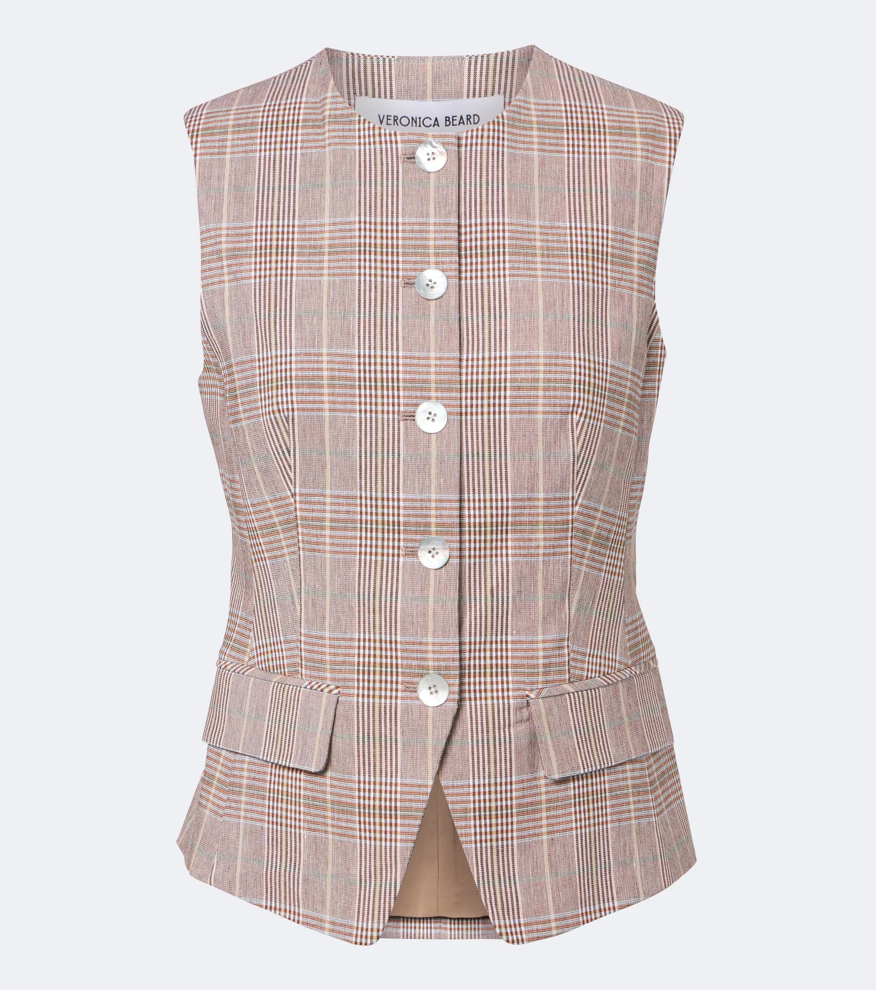 Lois plaid cotton and linen-blend vest - 1