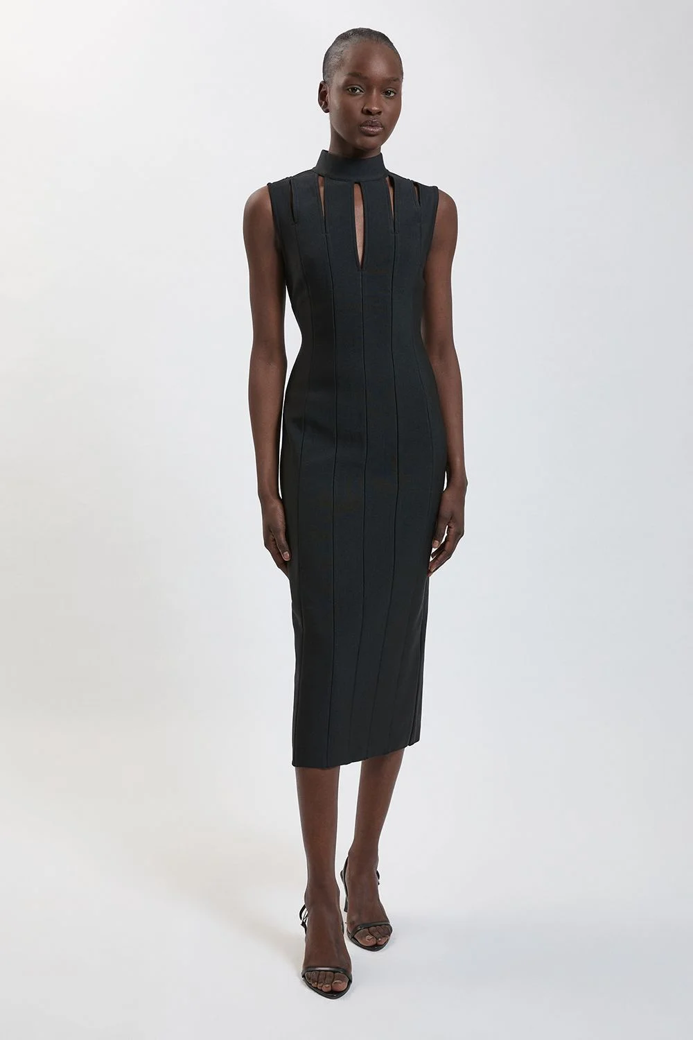 Bandage Figure Form Cut Out Knitted Midi Dress - 1