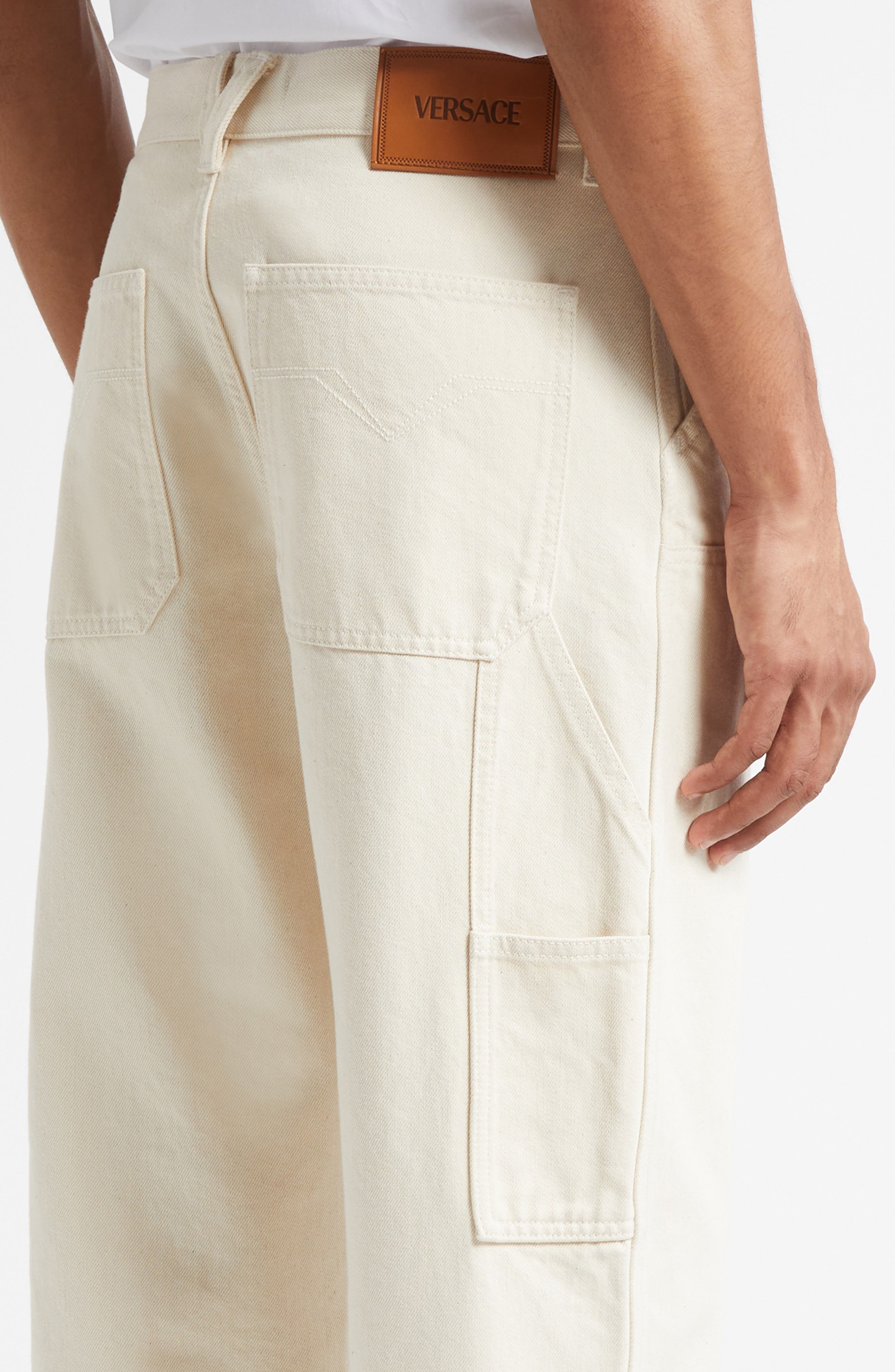 Versace Medusa Biggie Carpenter Jeans in Ecru at Nordstrom - 5