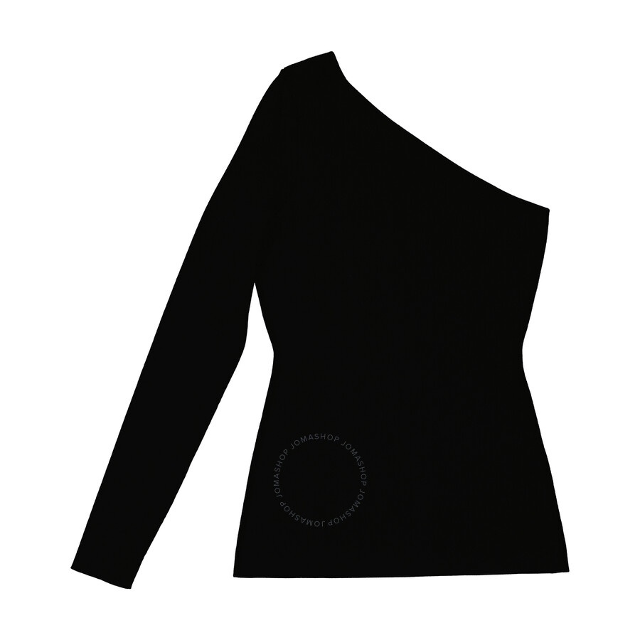 Victoria Beckham Ladies Black One Shoulder Ribbed Top - 1