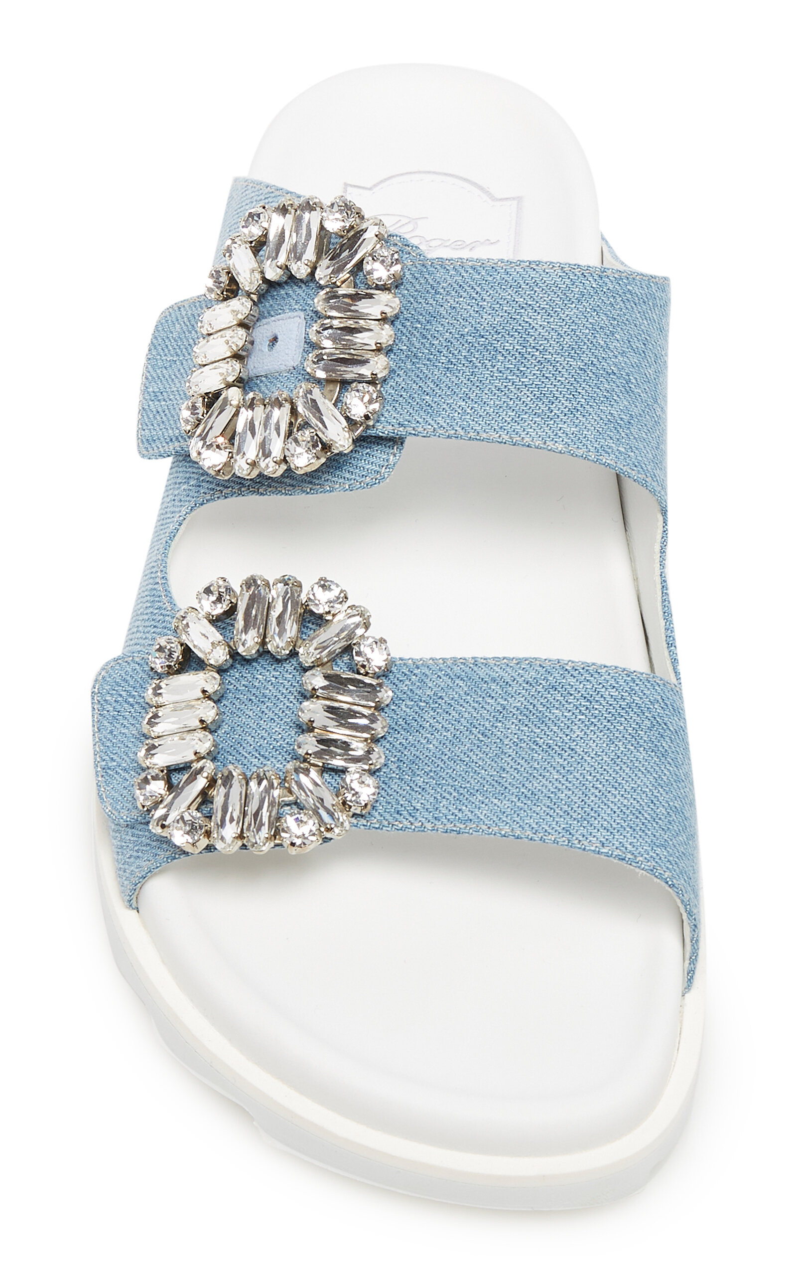 Slidy Viv' Buckle-Embellished Denim Sandals blue - 3