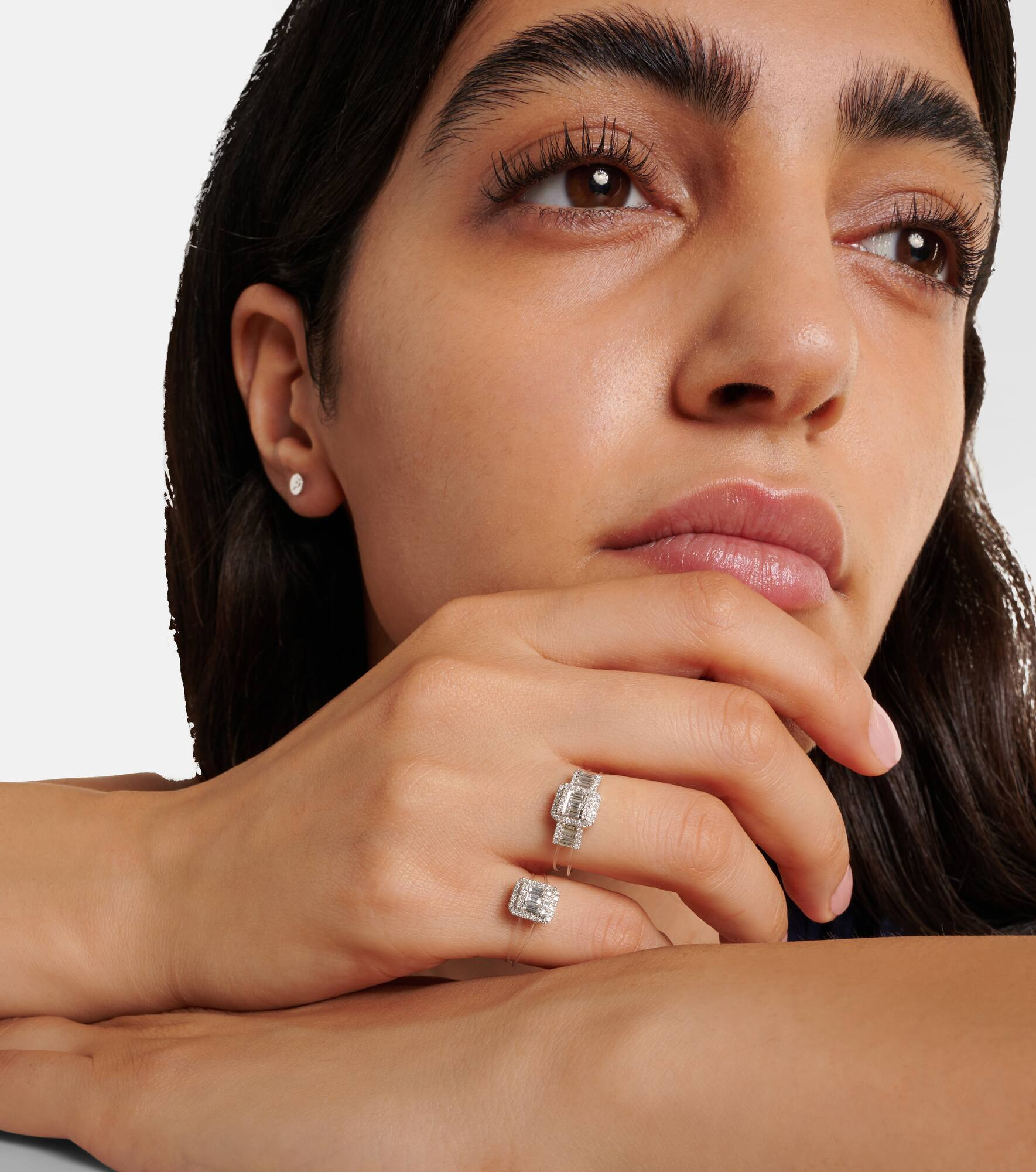Floating 18kt white gold ring with diamonds - 2