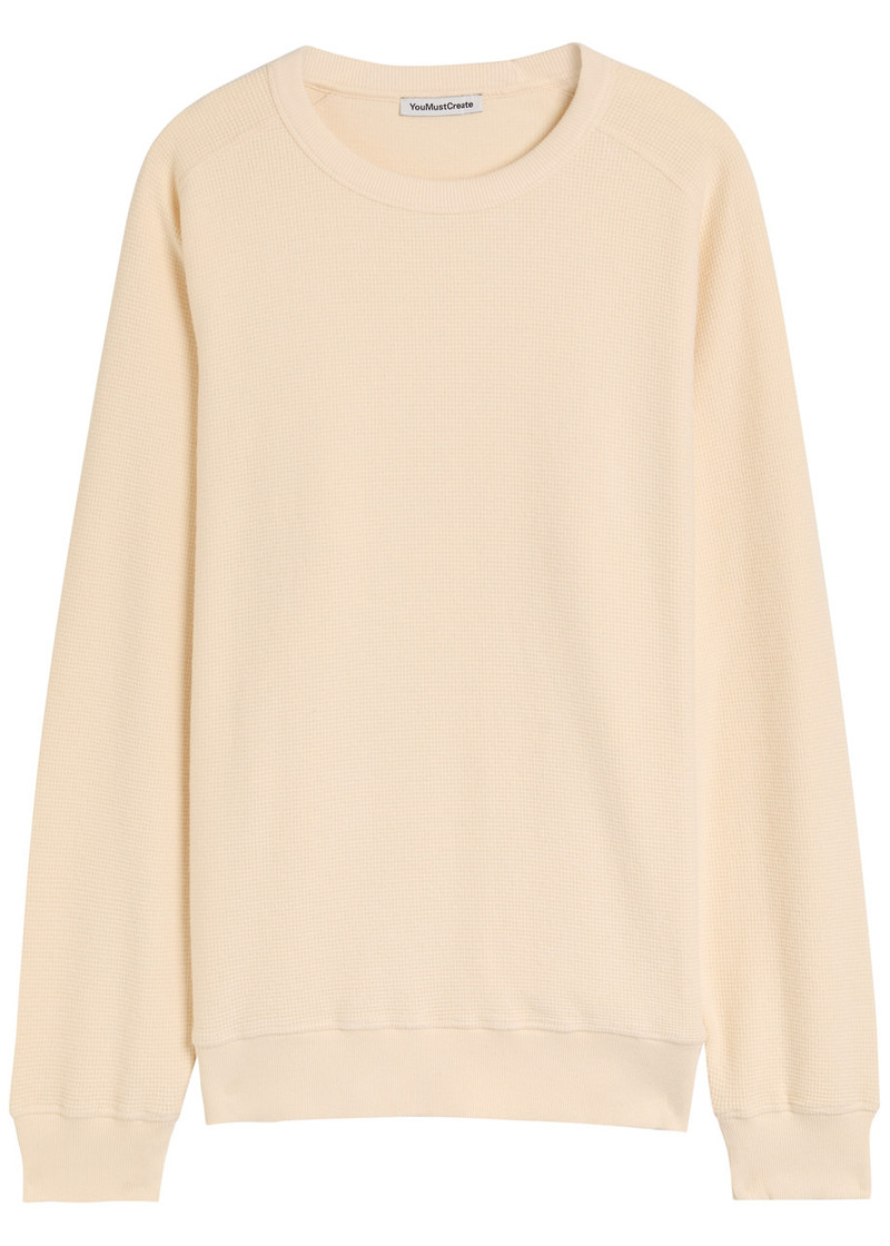 Ymc Almost Grown Waffle-knit Cotton Sweatshirt 1