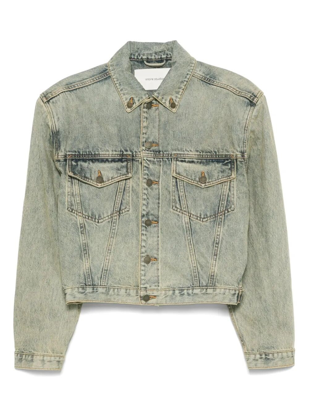 Introducing the "SHRUNKEN" DENIM JACKET by ENTIRE STUDIOS, a stunning addition to any wardrobe. Craf - 1