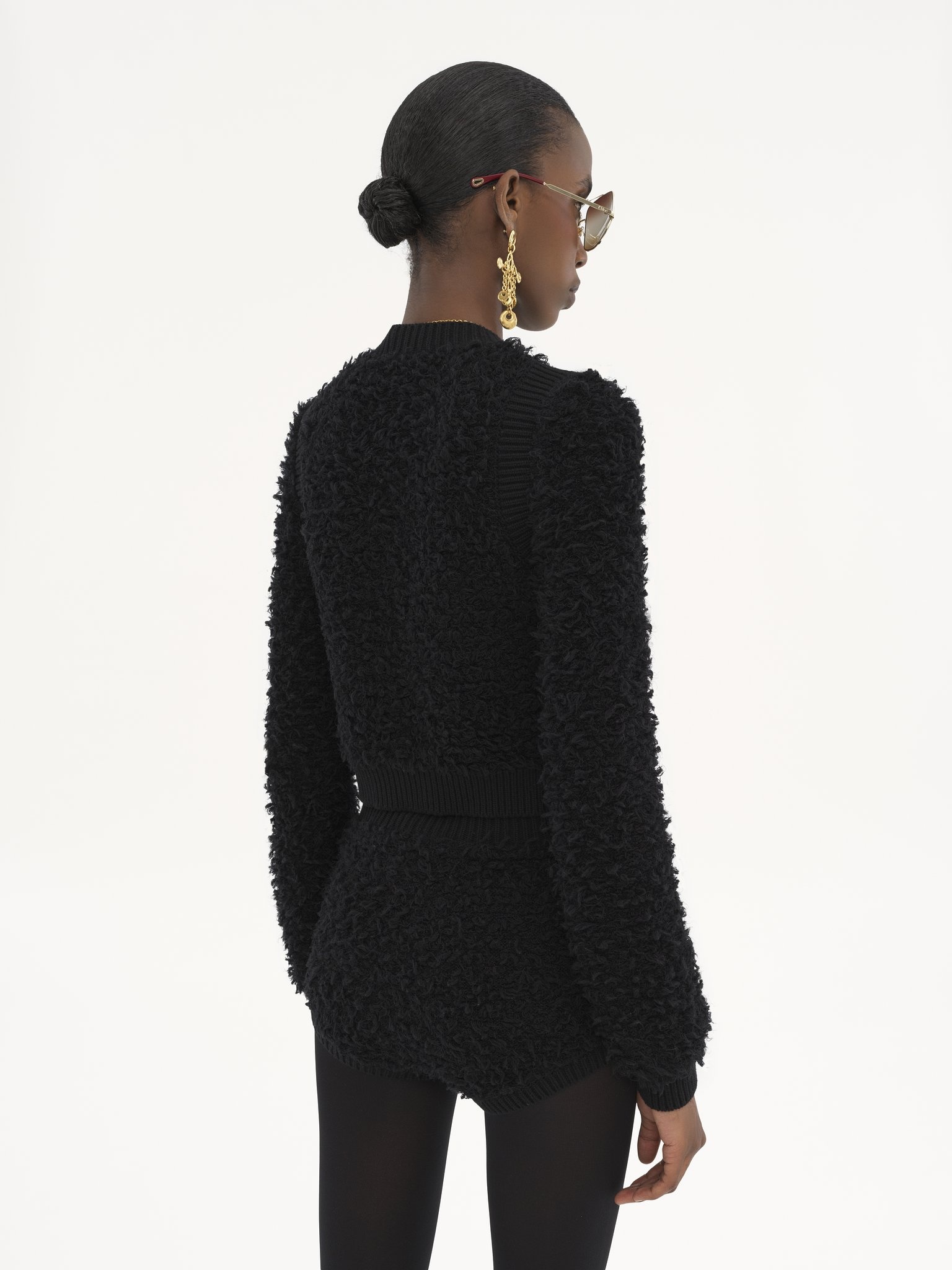SHORT FITTED CARDIGAN IN TWEED KNIT - 5