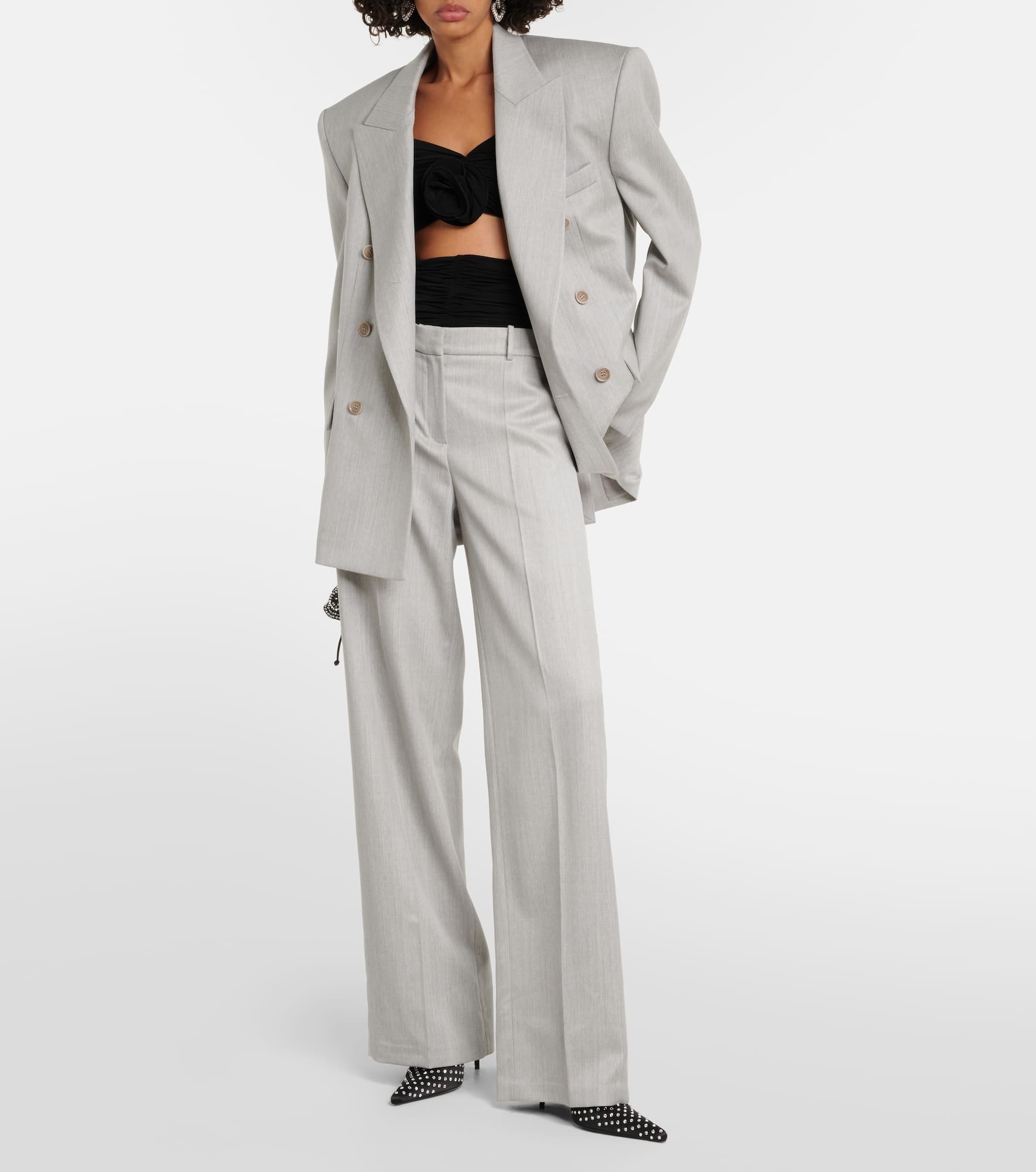 Mid-rise wool straight pants - 2