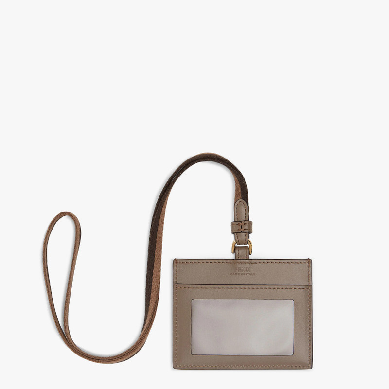 FENDI Gray leather name badge outlook