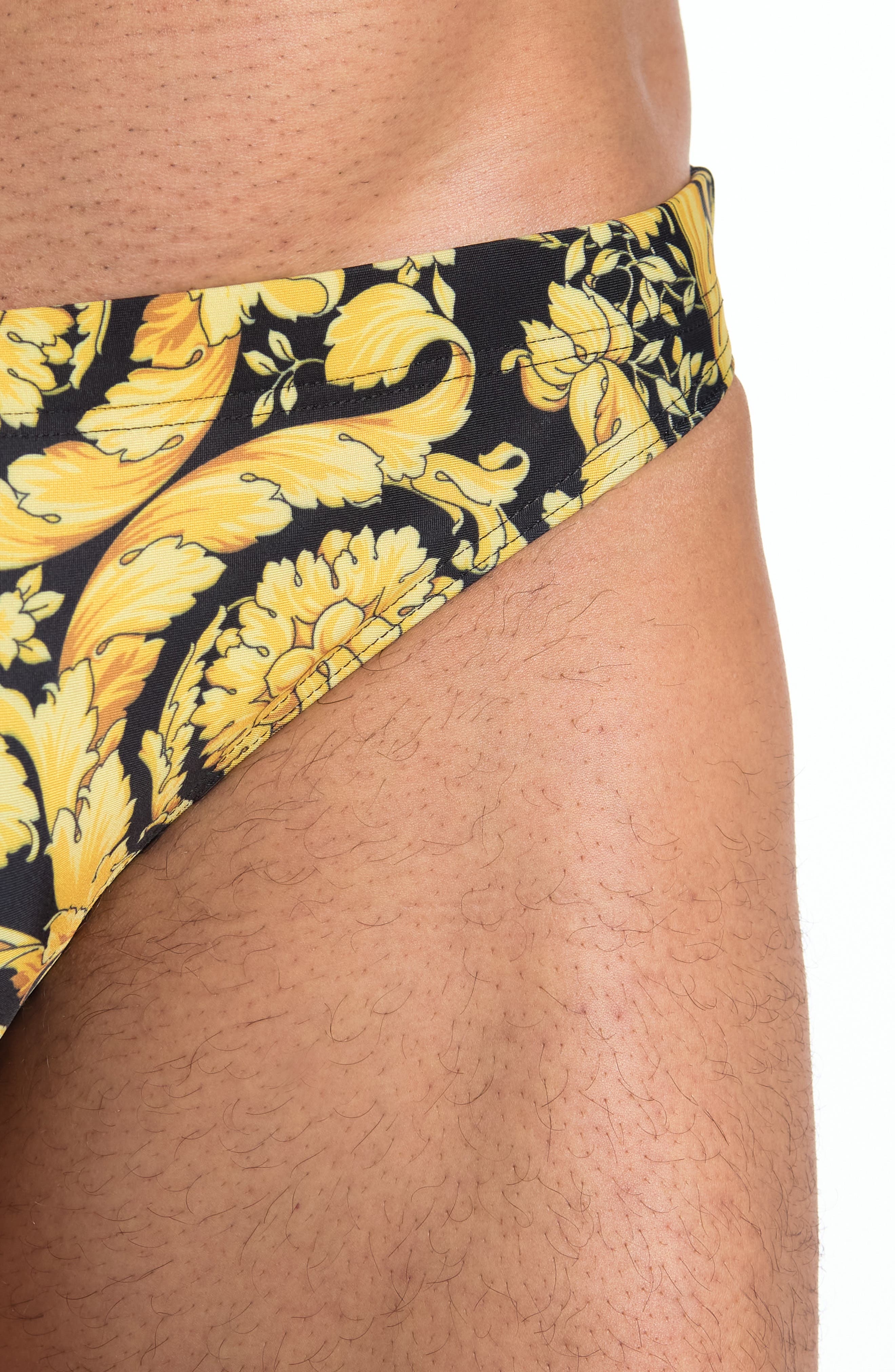 Versace Barocco Swim Briefs in Black/Gold at Nordstrom - 4