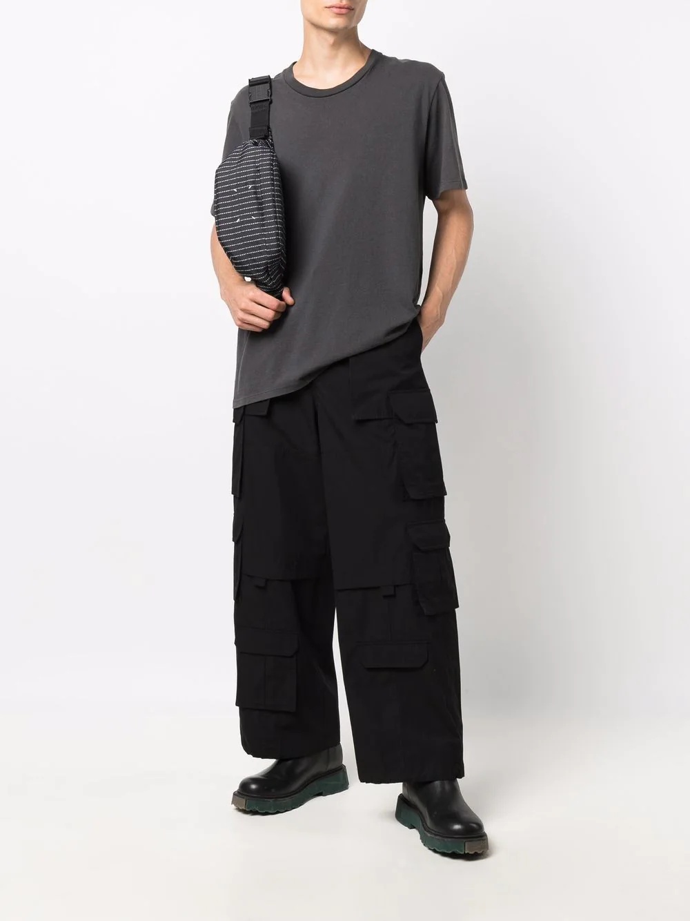 multiple-pocket cotton cargo trousers - 2