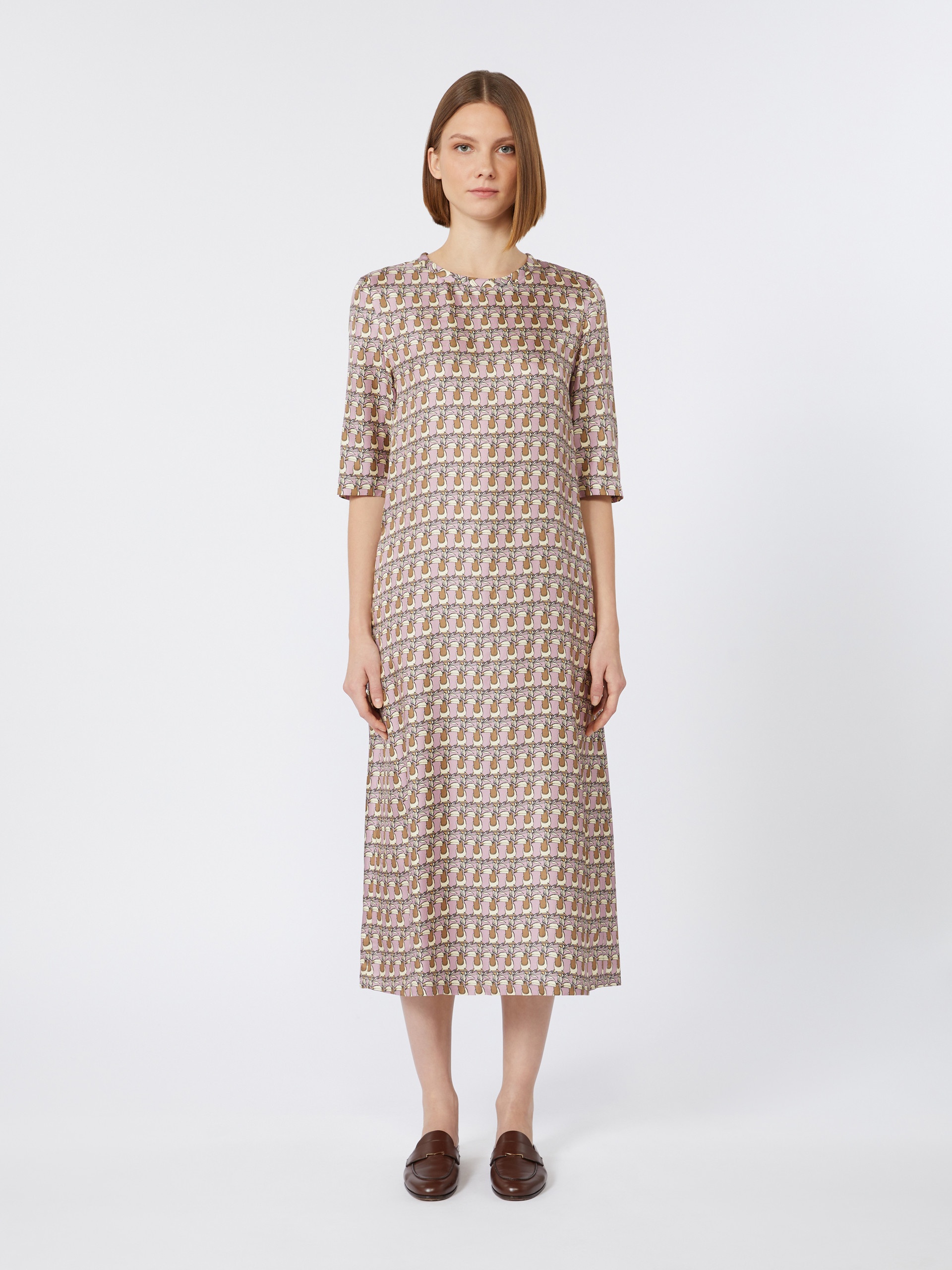 SAMANTHA Printed silk twill dress - 3