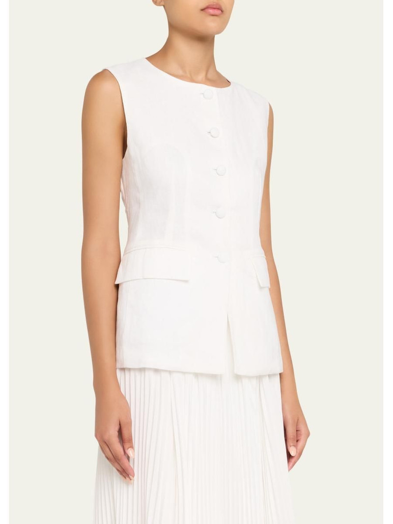 Button-Front Linen Vest 4