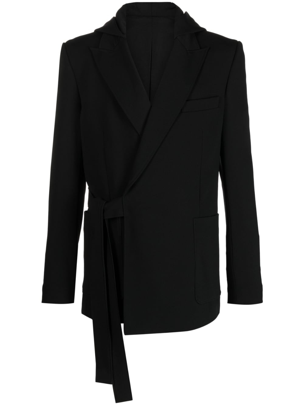 tie-fastening hooded jacket - 1