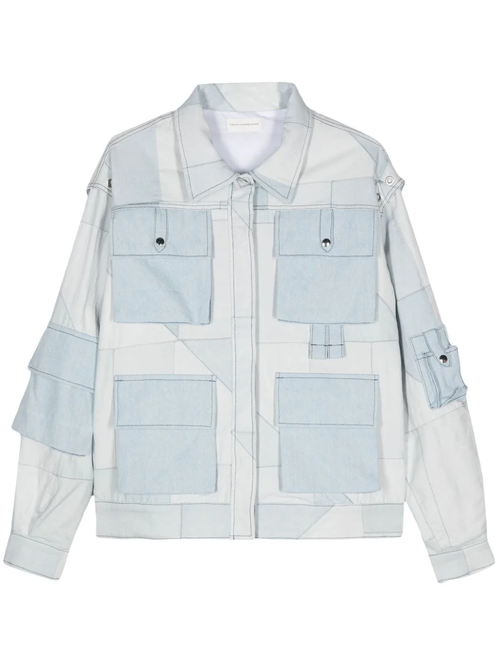 panelled denim jacket - 1