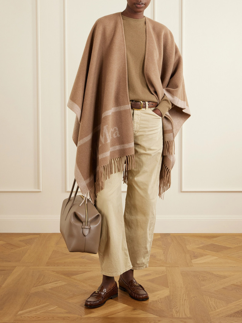 Max Mara Fringed Wool-jacquard Cape outlook