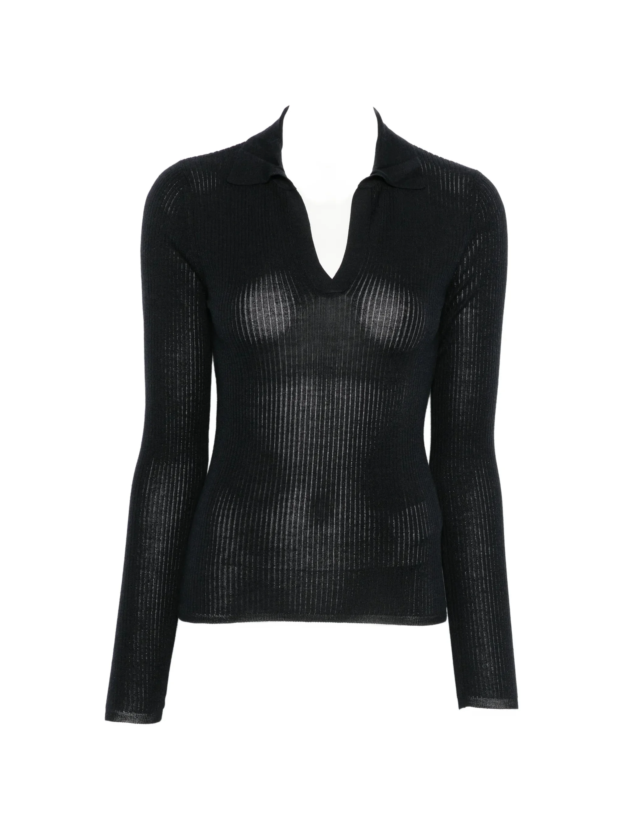 Max Mara Ribbed-knit Polo-collar Top - 1