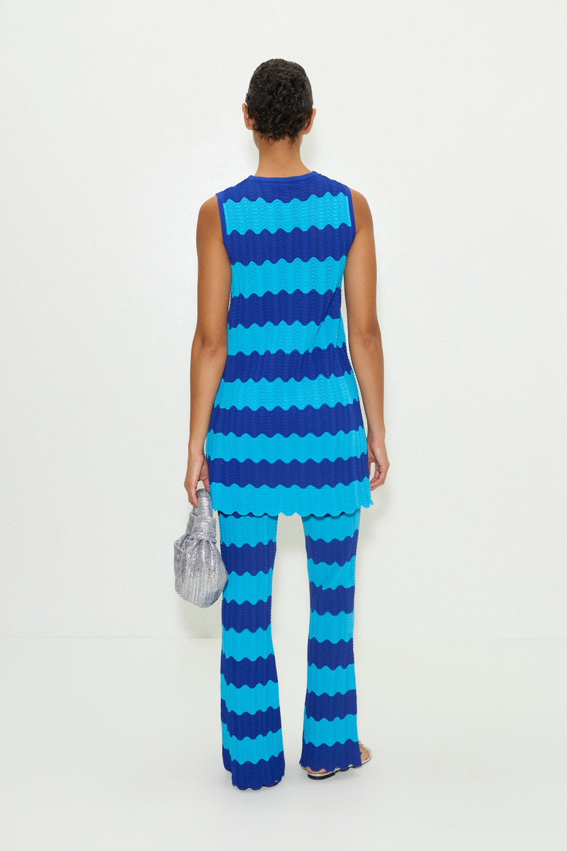 Moji Knit Mini Dress in Blue Tontal Wave Stripe 4
