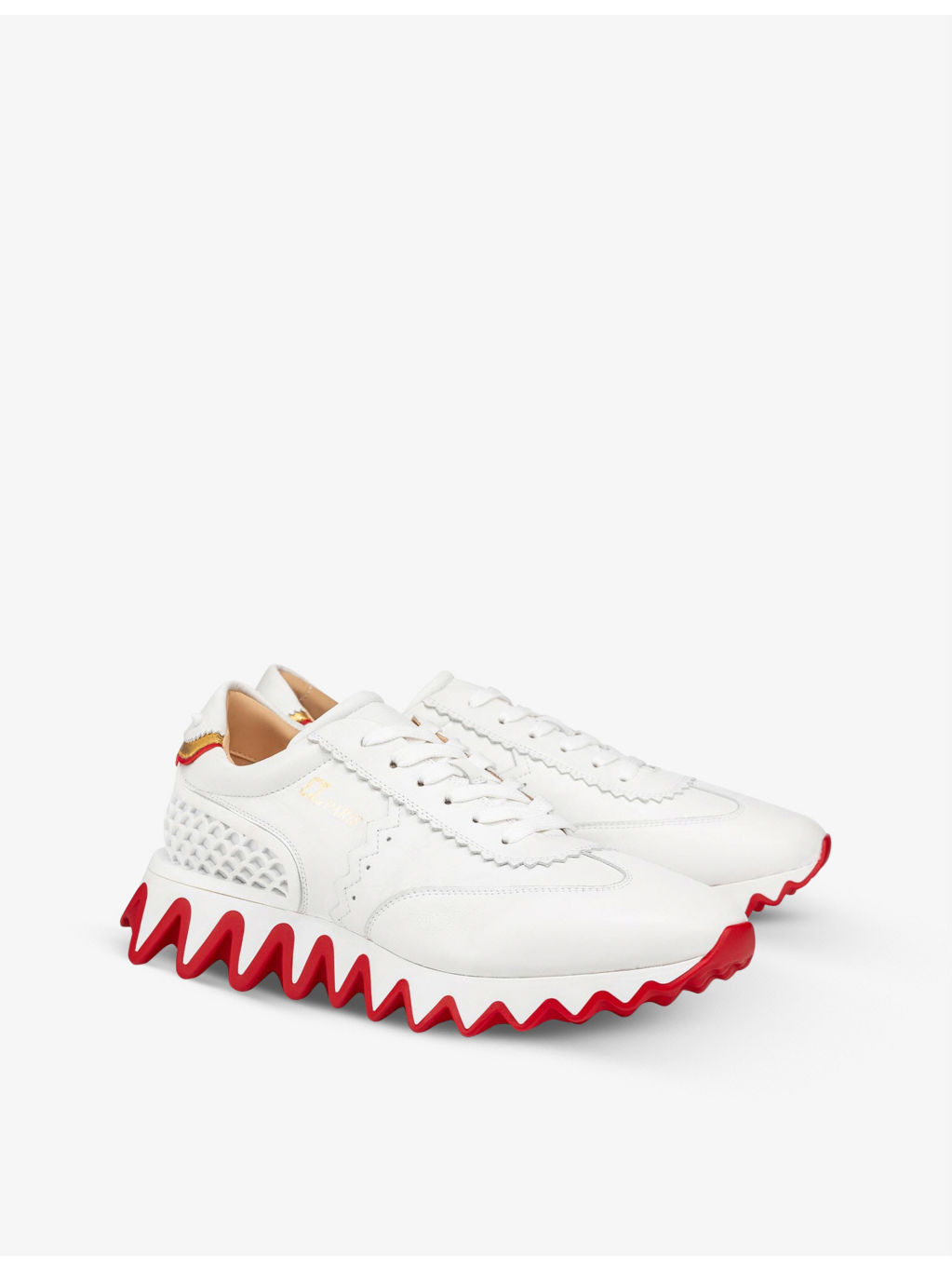 Loubishark leather and mesh trainers - 4