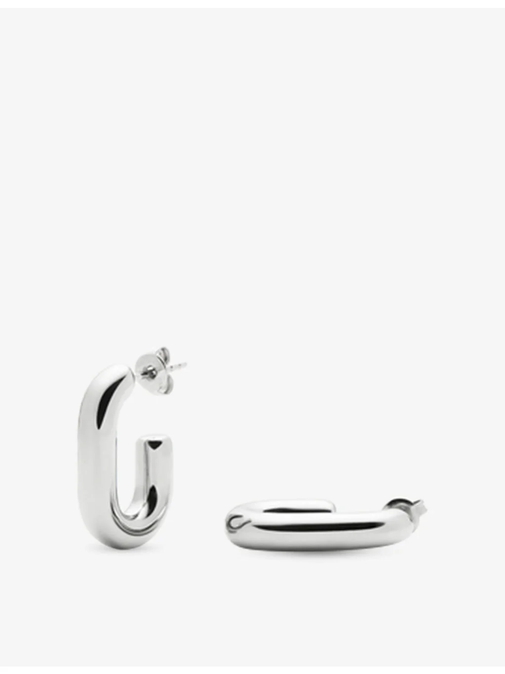 Chubby Oval Small Platinum PVD-Plated Stainless-Steel Hoop Earrings - 1