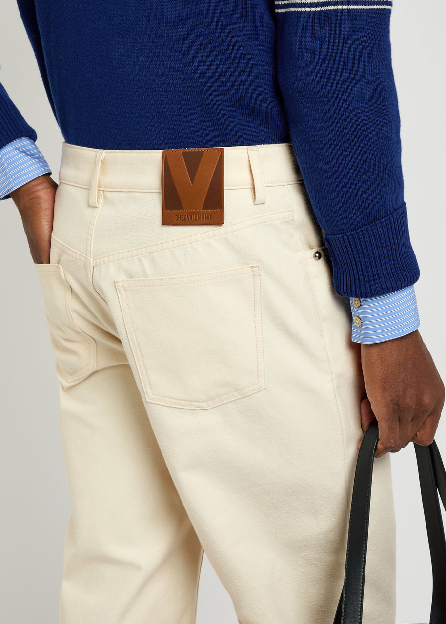 Valentino Garavani Stud-embellished Straight-leg Cotton Jeans - 5