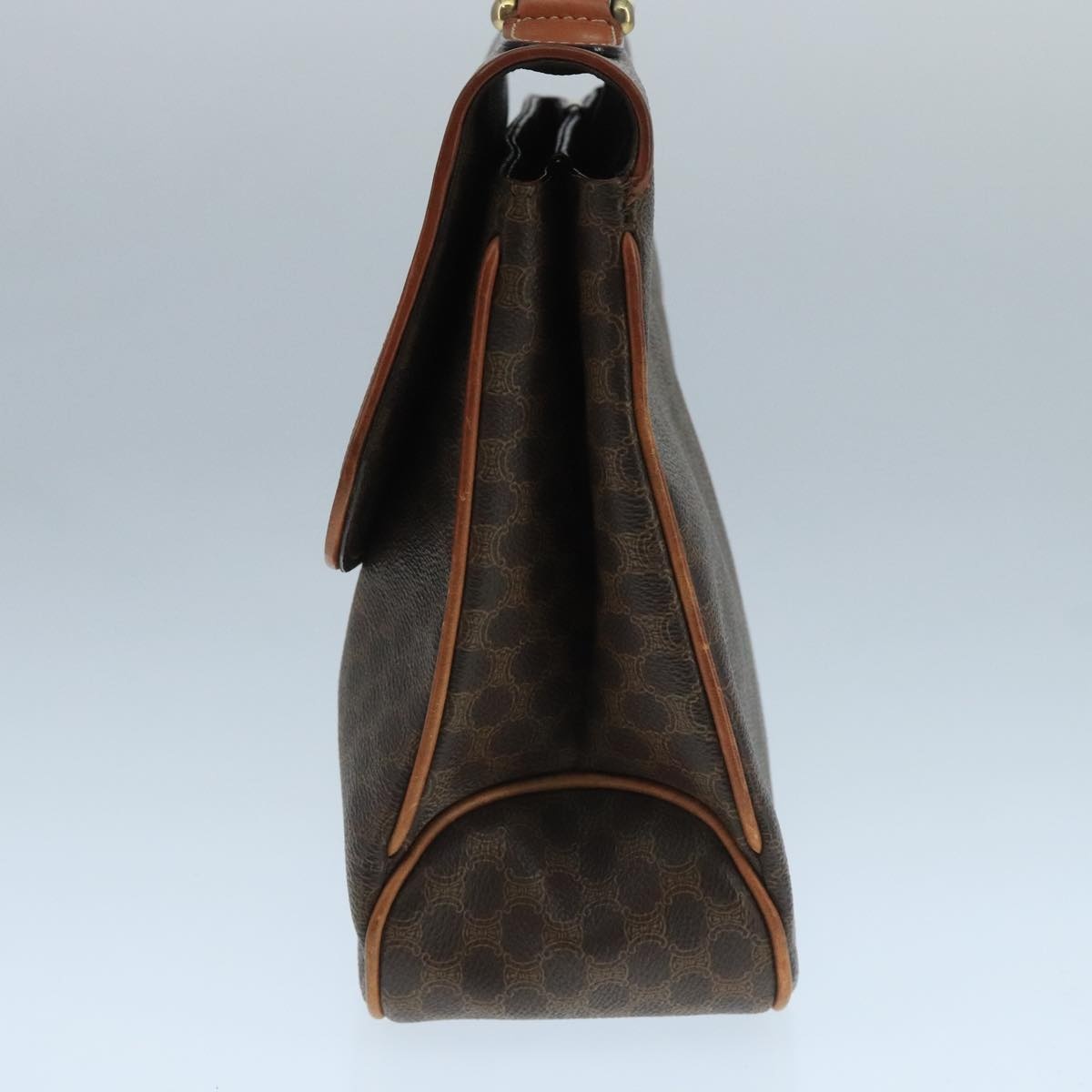 CELINE Macadam Canvas Hand Bag Pvc Leather Brown Gold - 5