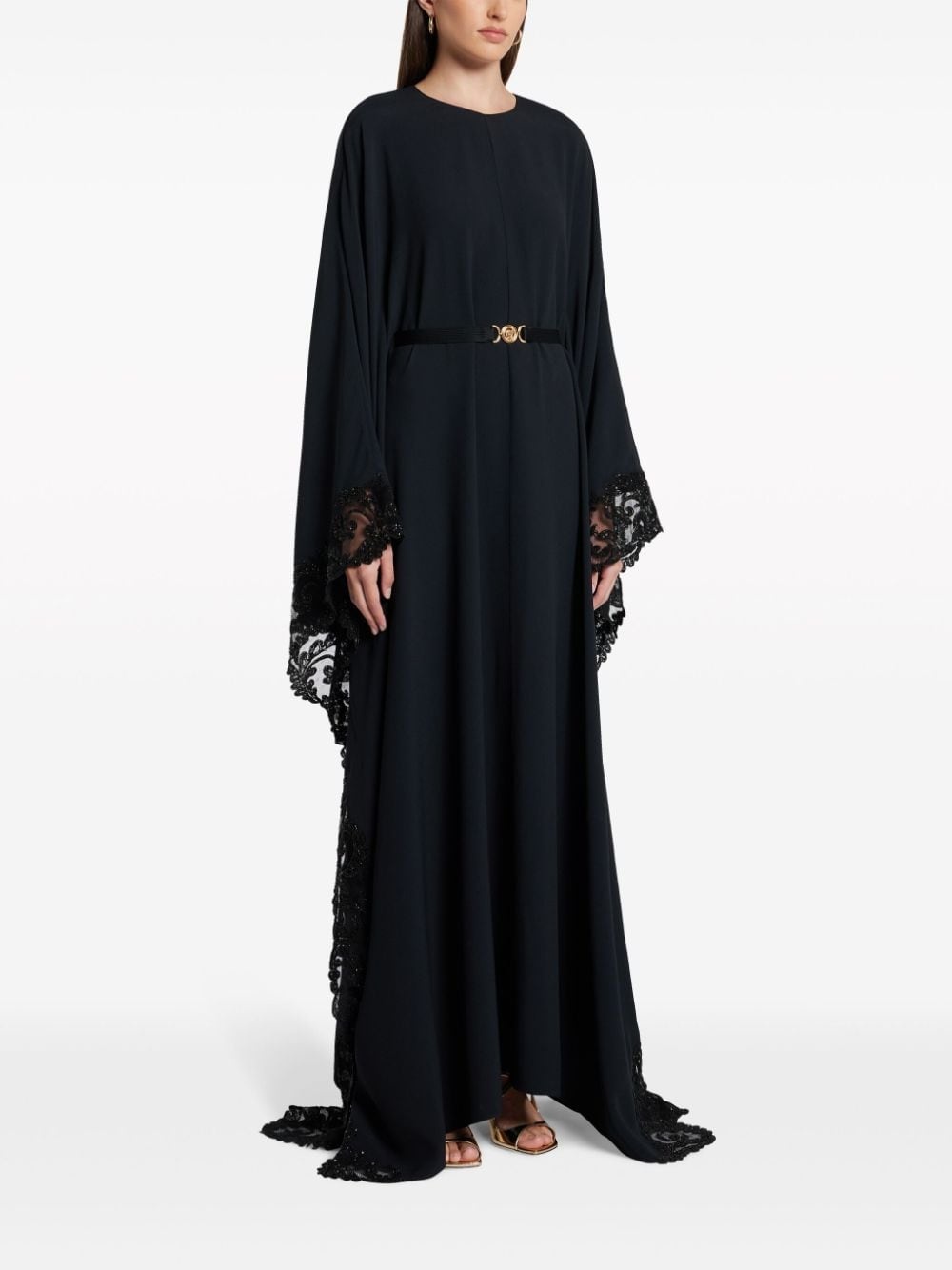 Barocco lace-trim satin gown - 3