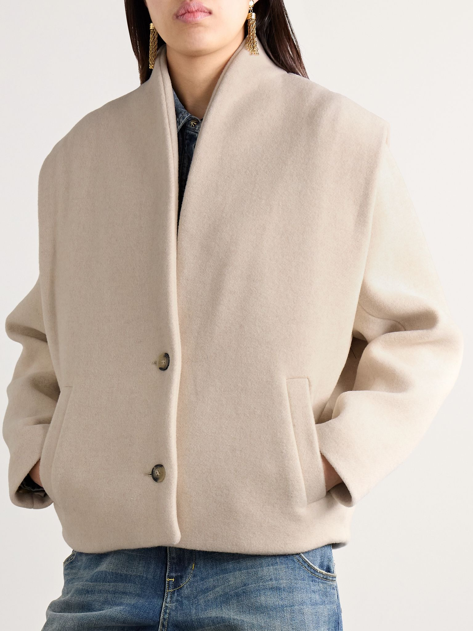 Drogo brushed recycled wool-blend jacket Beige - 3