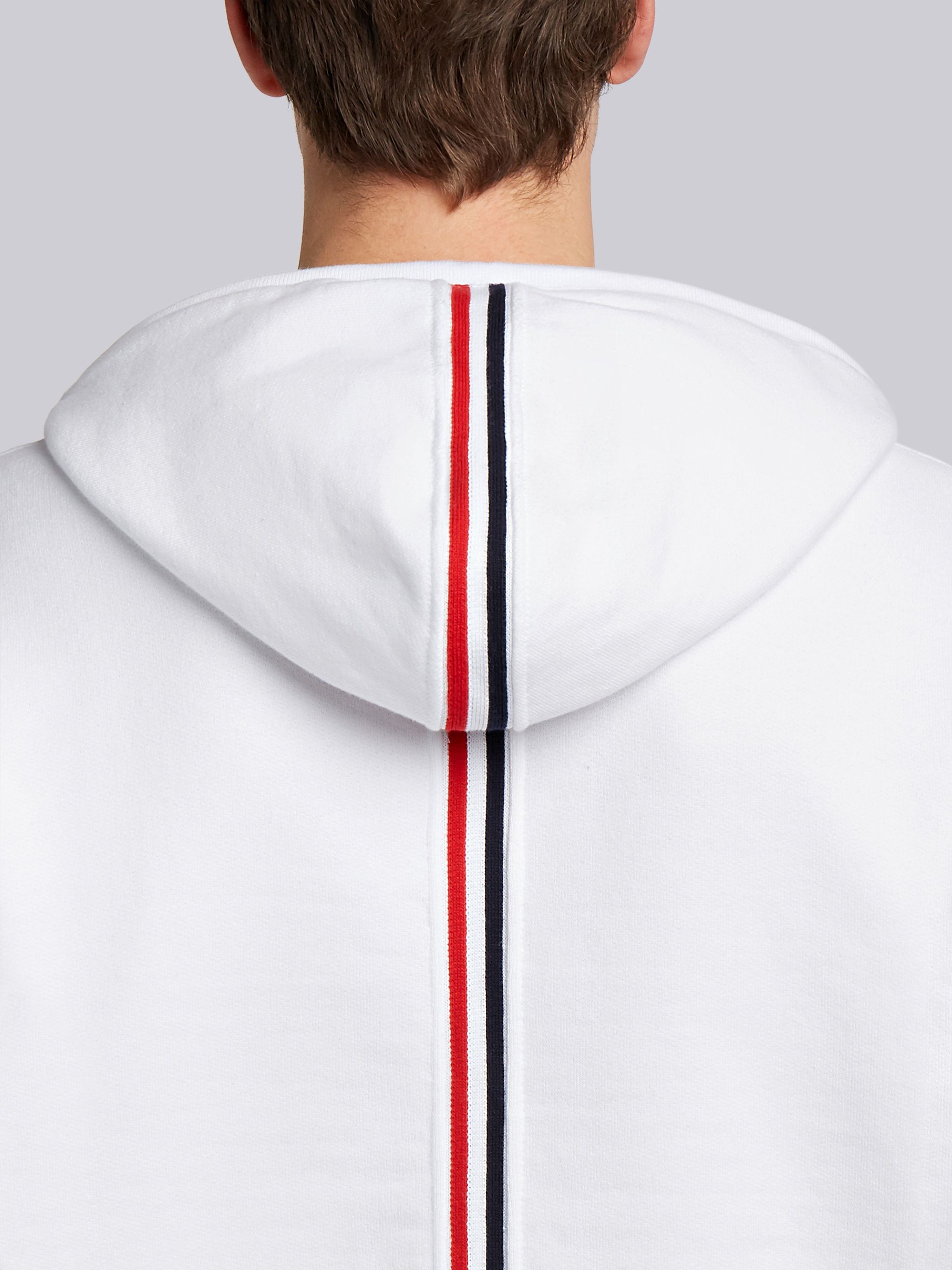 Thom Browne White Loopback Jersey Knit Center Back Stripe