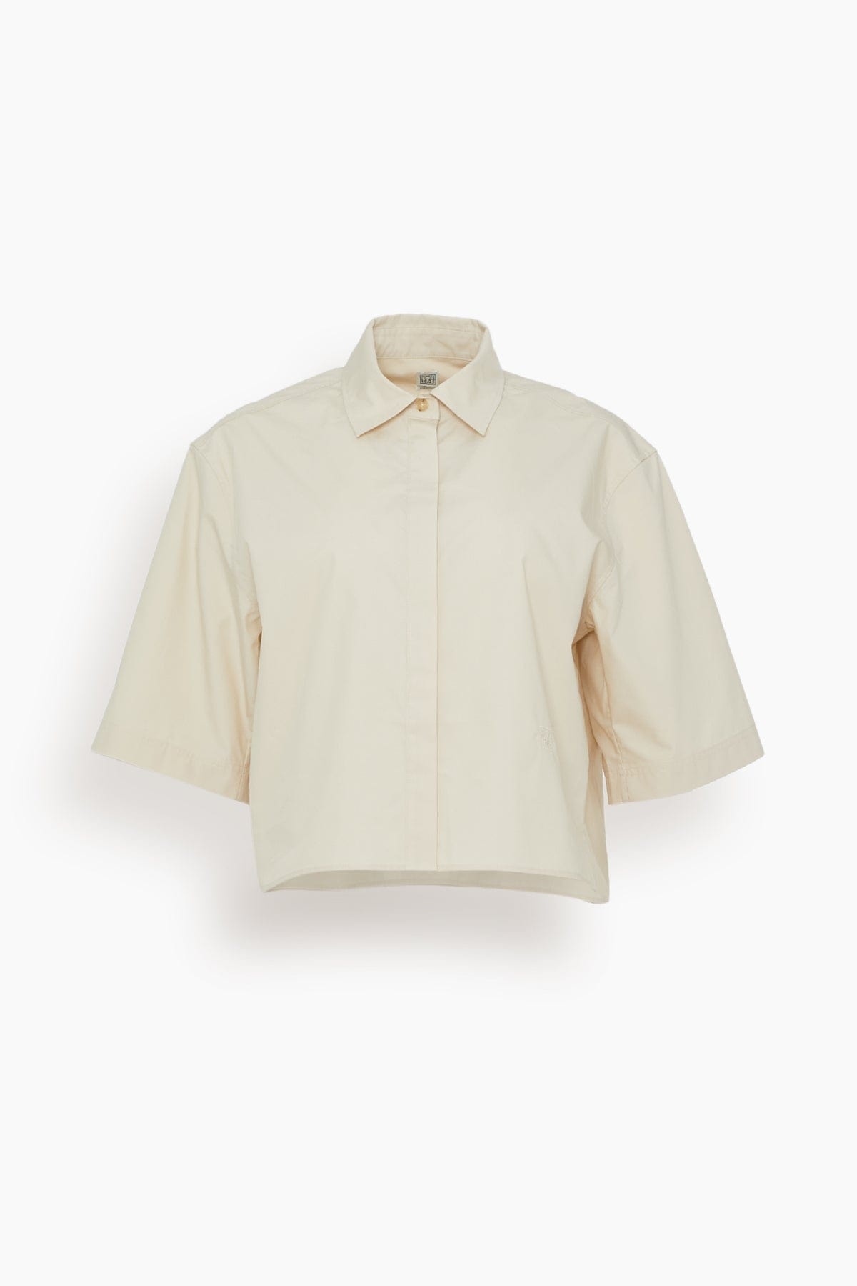 Cropped Cotton-Poplin Shirt in Stone - 1