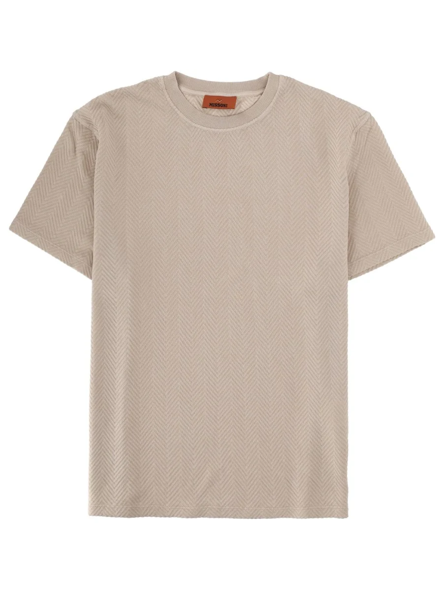 T-SHIRT IN COTONE MISTO VISCOSA CON MOTIVO ZIG ZAG - 1