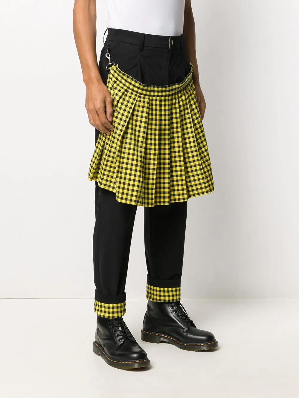 gingham pleat kilt jeans - 3