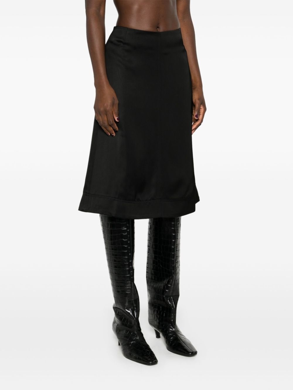 panelled satin midi skirt - 3