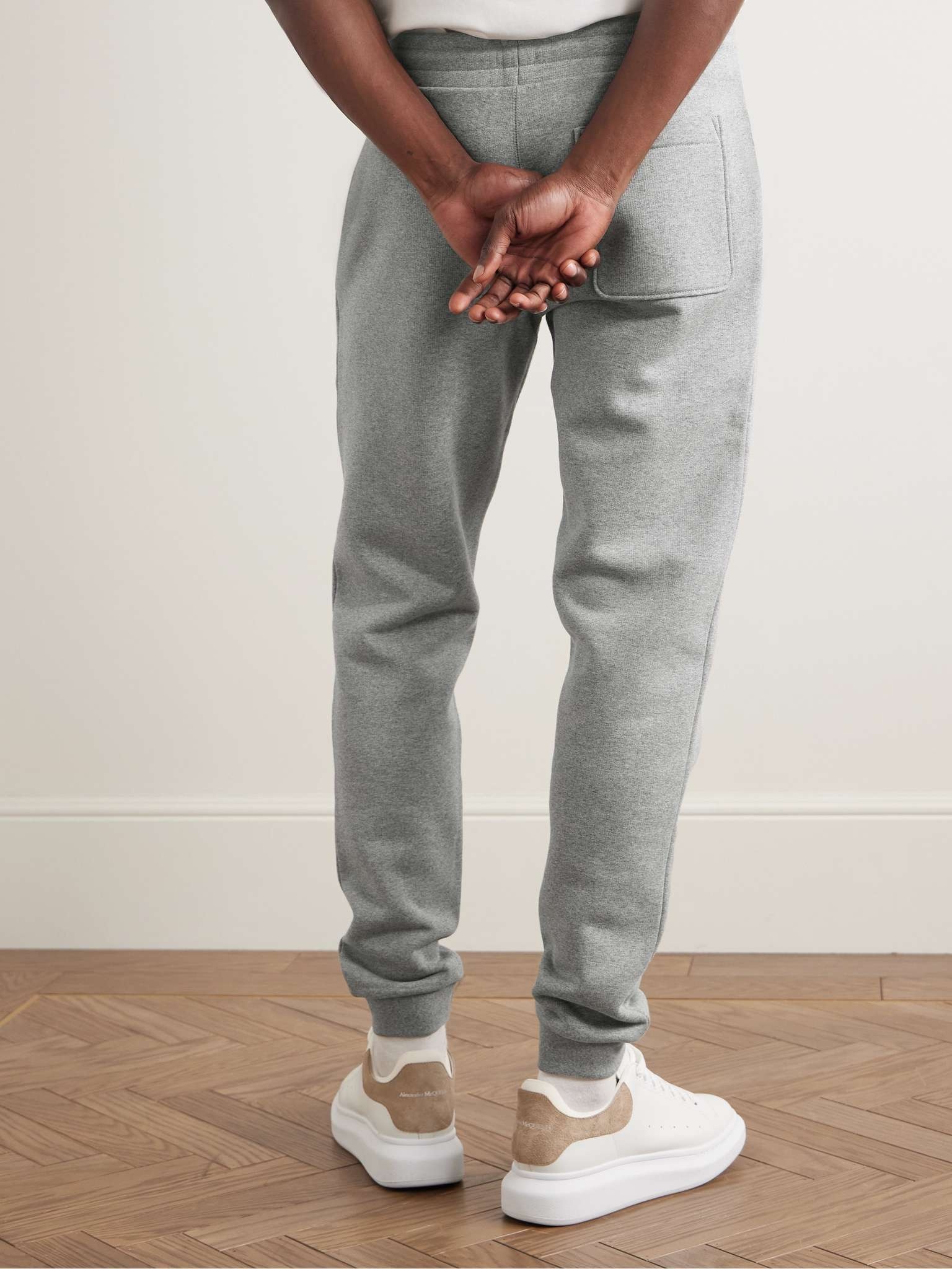Slim-Fit Tapered Logo-Appliquéd Cotton-Jersey Sweatpants - 4