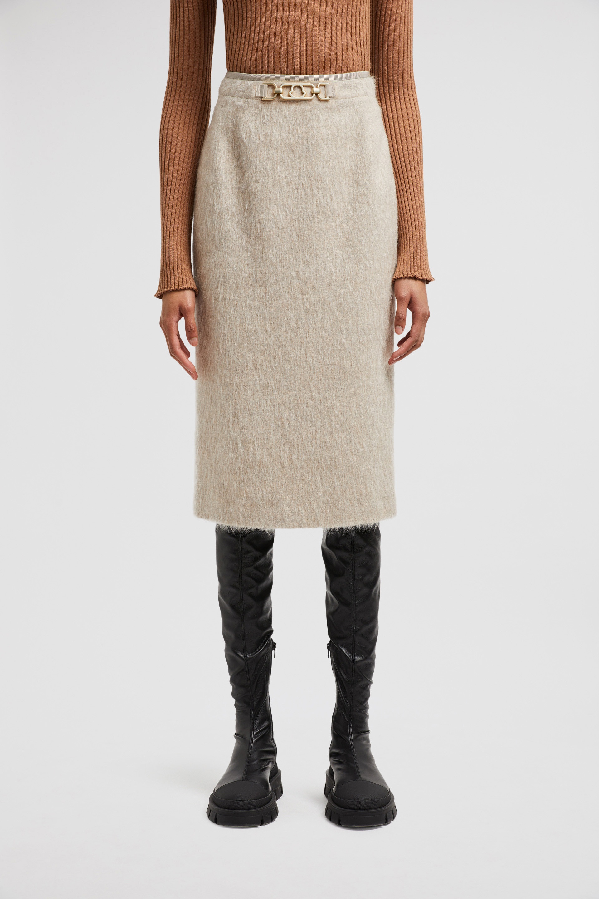 Wool Blend Midi Skirt - 2