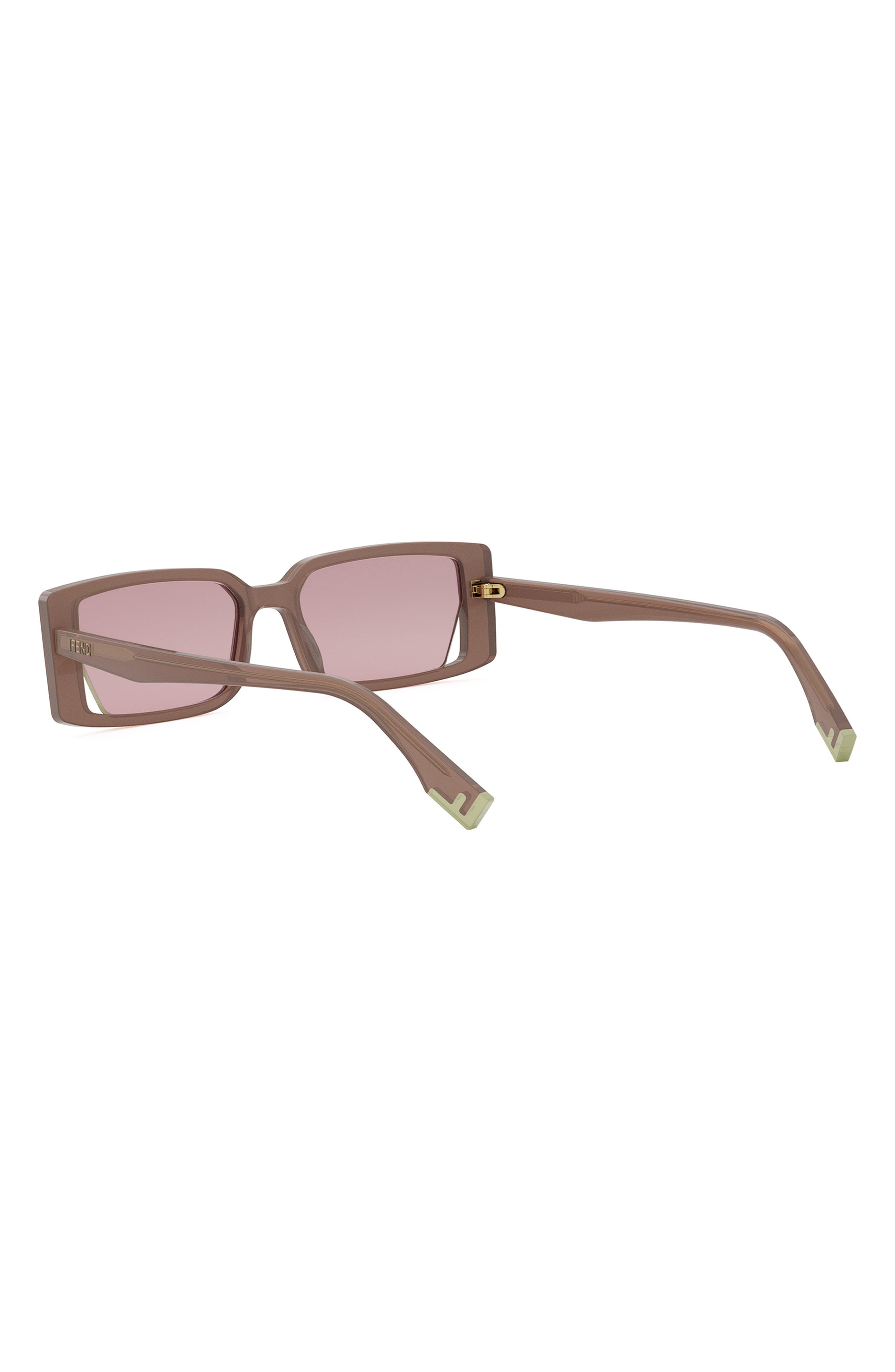 Fendi Way 53mm Rectangular Sunglasses in Shiny Light Brown /Violet at Nordstrom - 5