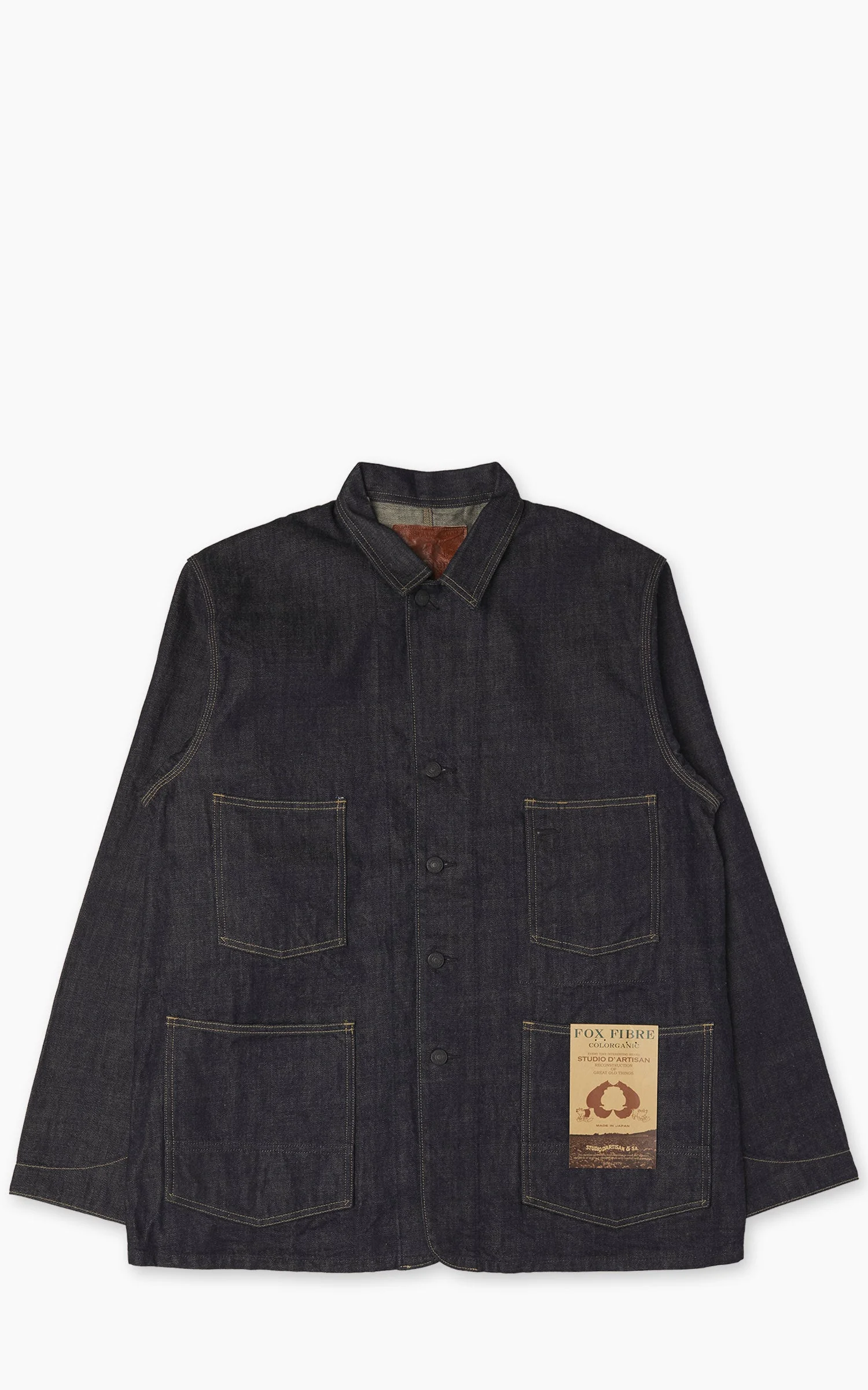 STUDIO D'ARTISAN D4650 FOX DENIM RAILROAD JACKET ONE WASH - 1