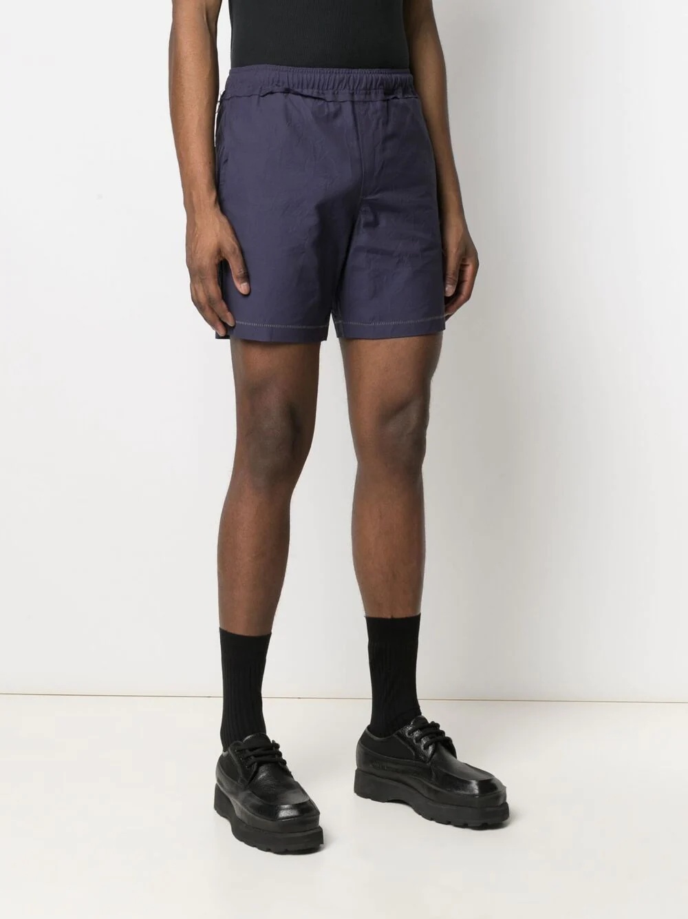 contrast-stitching track shorts - 4