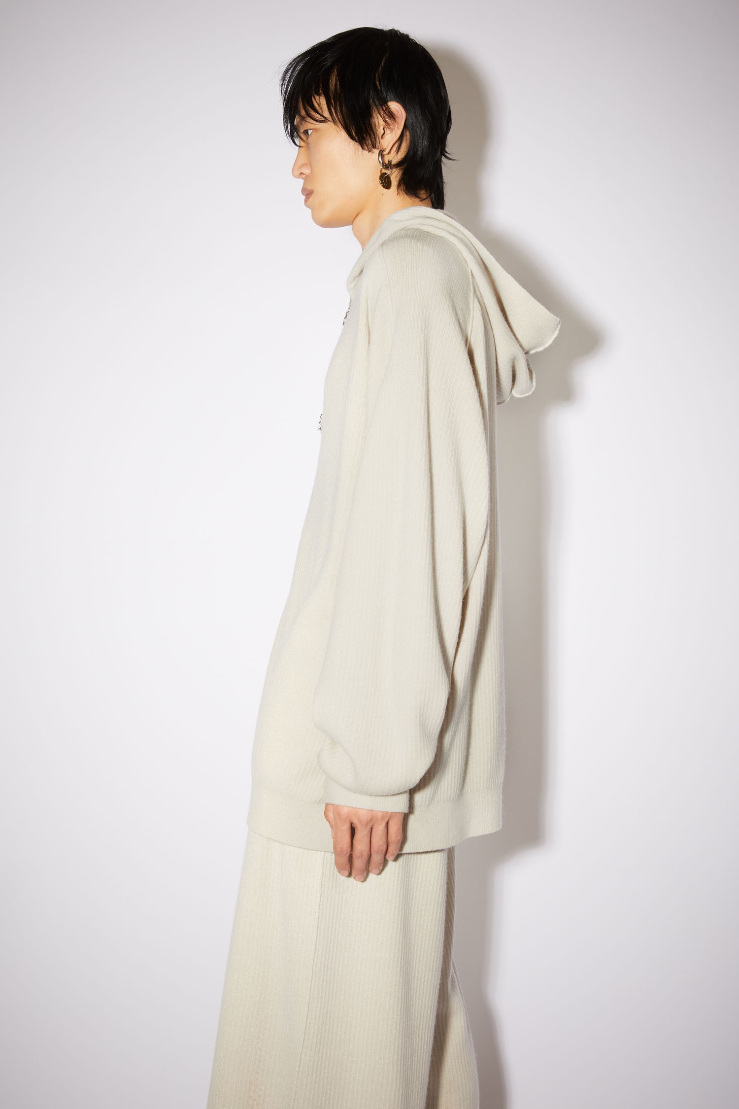 Hooded cardigan - Ecru beige - 4