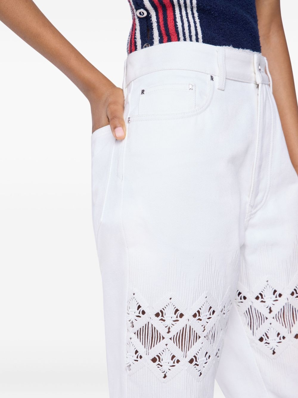 embroidered fringed trousers - 4